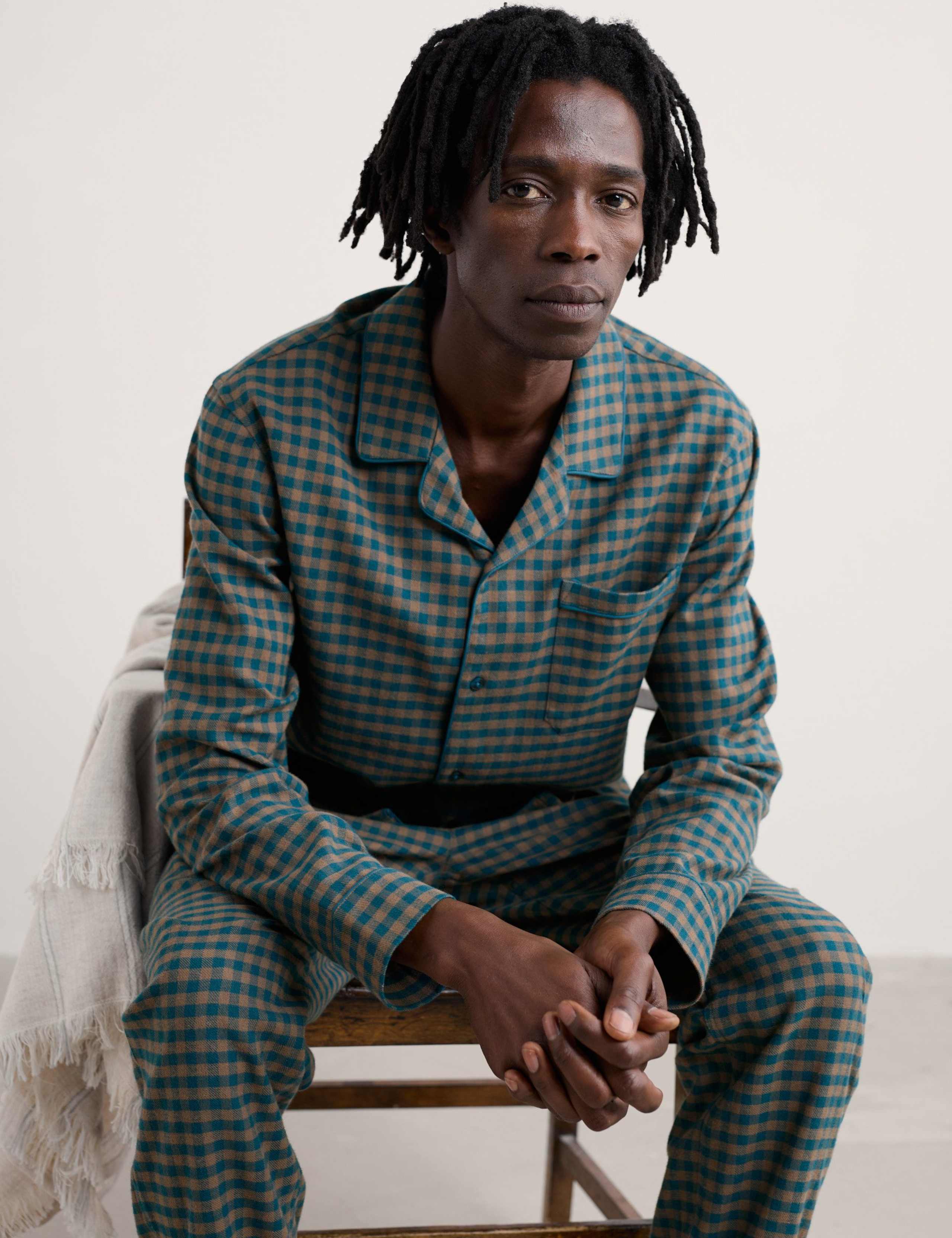 Pure Cotton Checked Pyjama Set 3 of 5