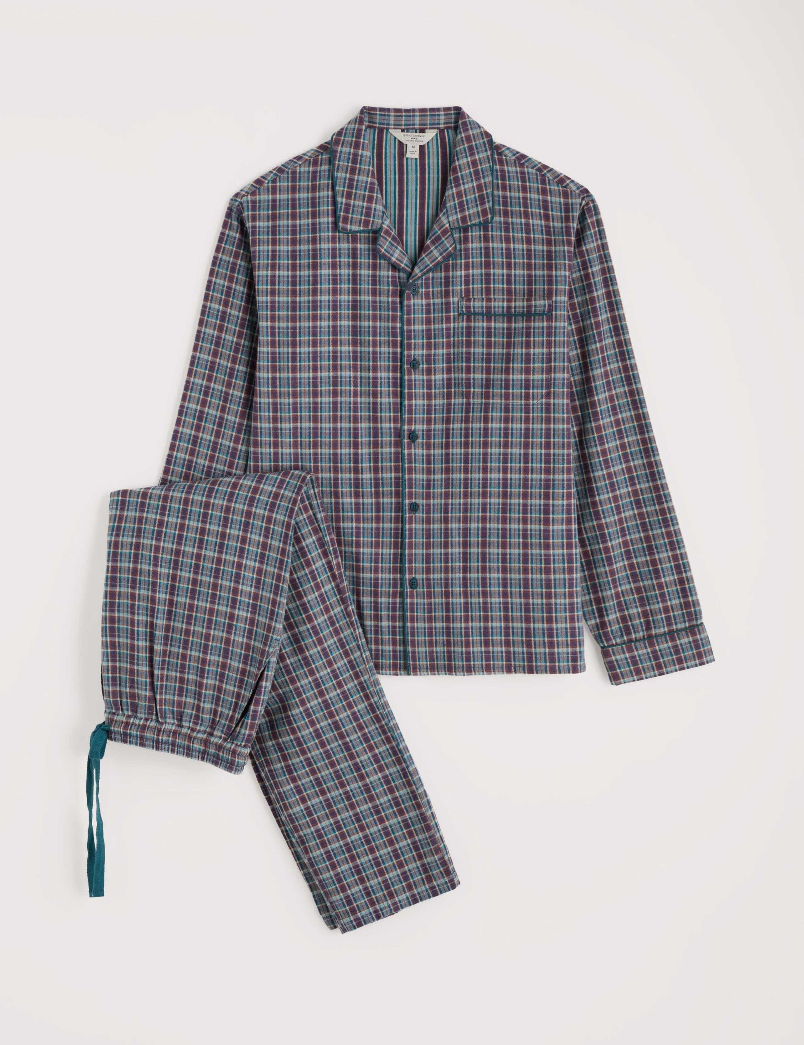Pure Cotton Checked Pyjama Set 2 of 5