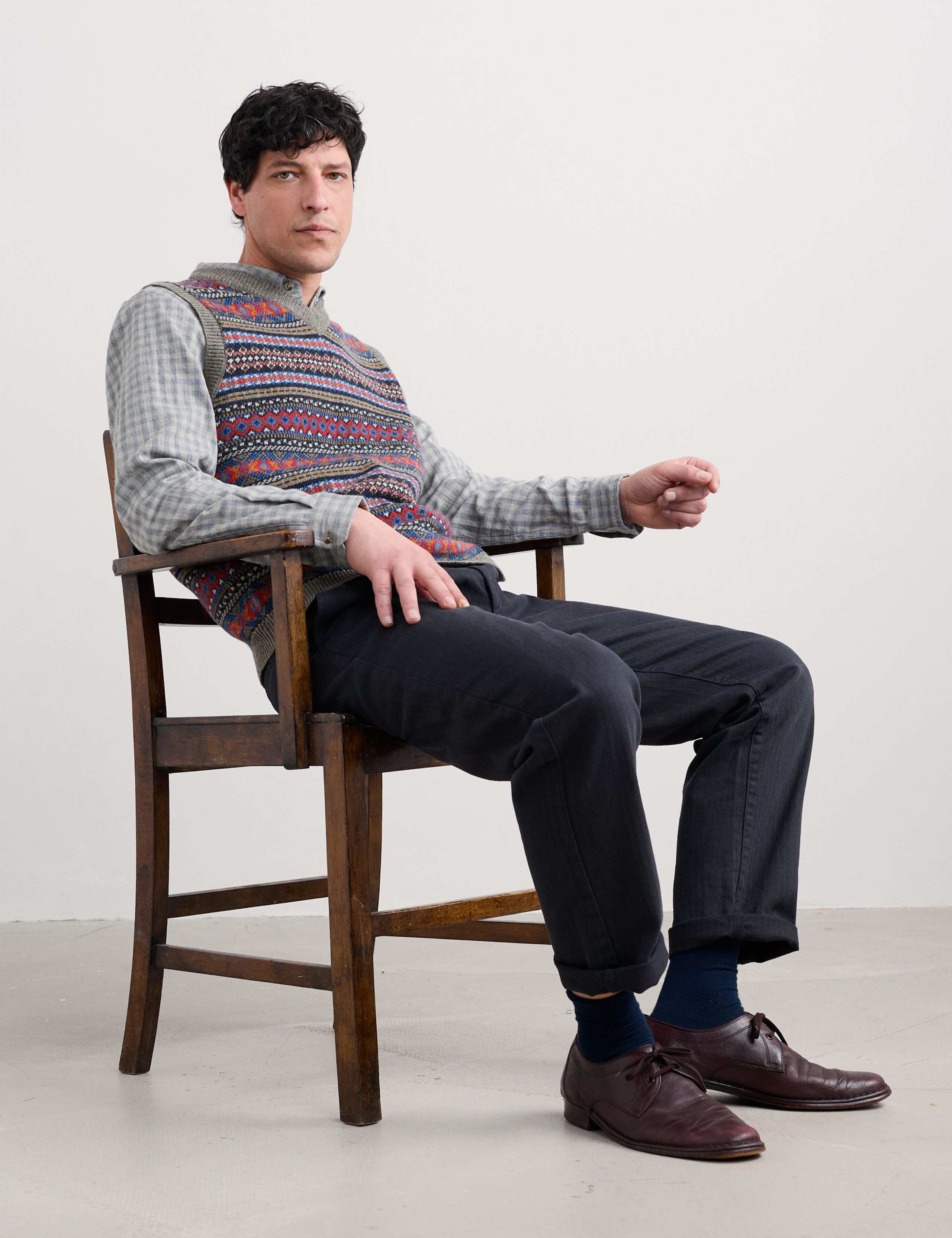 Lambswool Rich Fair Isle V-Neck Knitted Vest 1 of 5