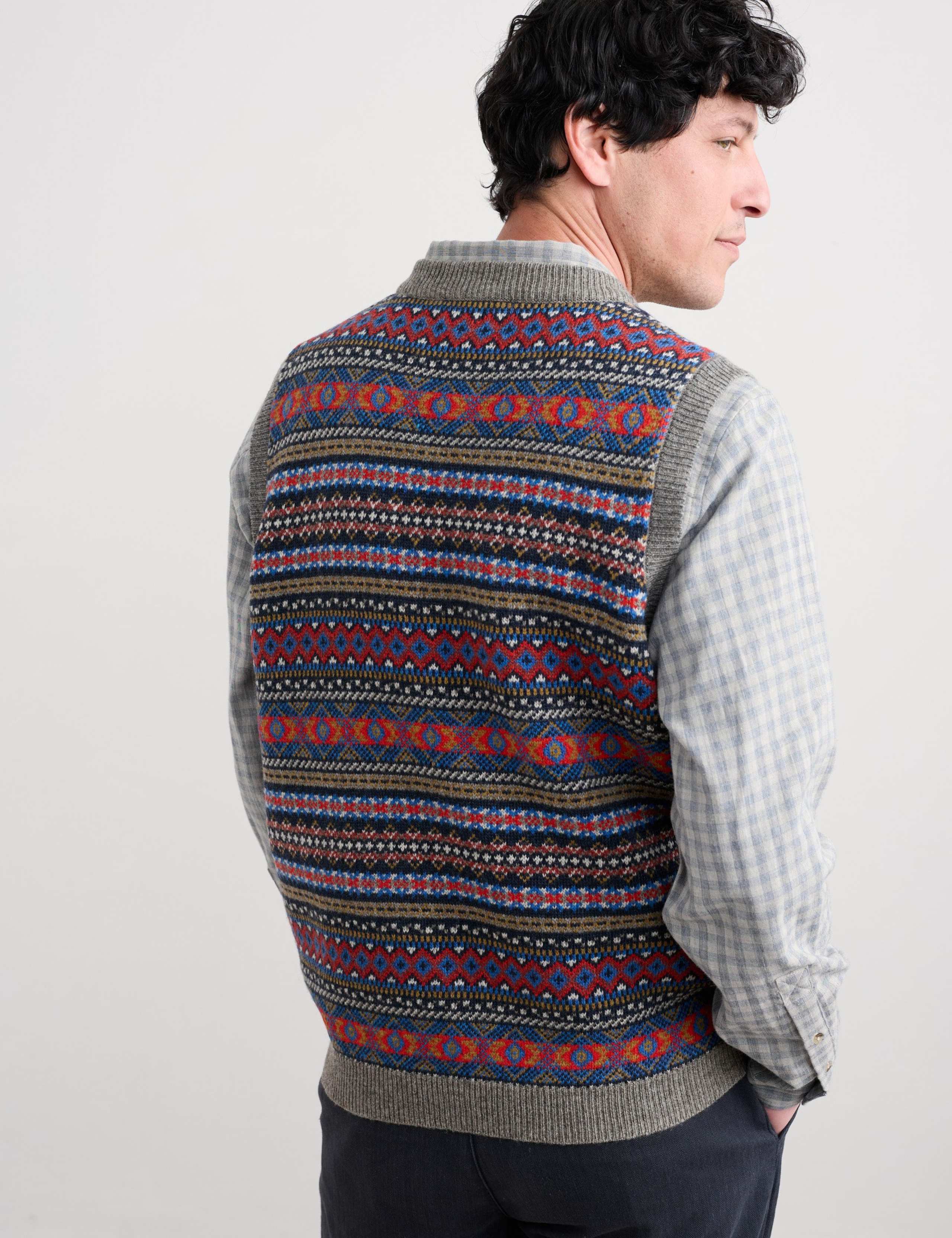 Lambswool Rich Fair Isle V-Neck Knitted Vest 4 of 5