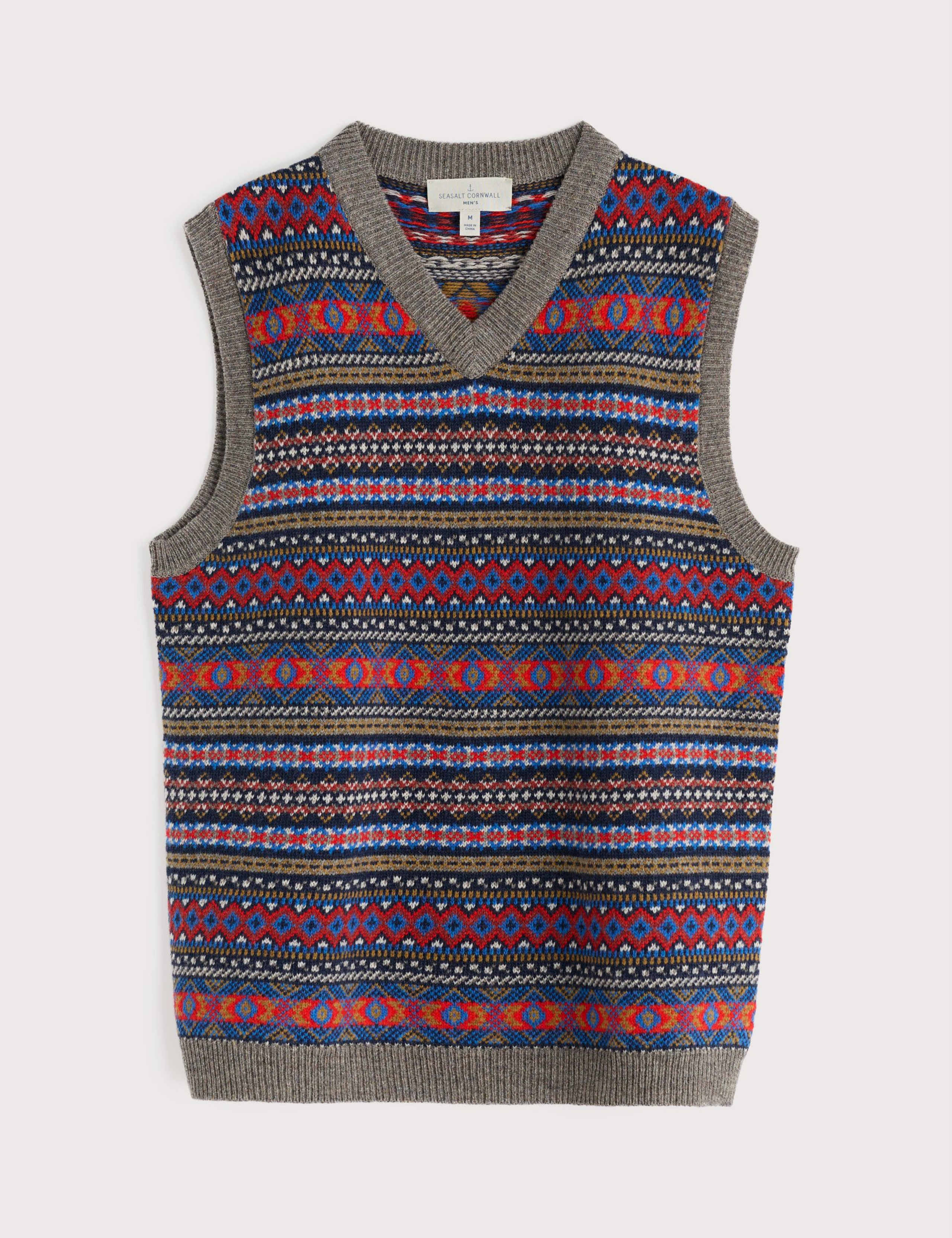 Lambswool Rich Fair Isle V-Neck Knitted Vest 2 of 5