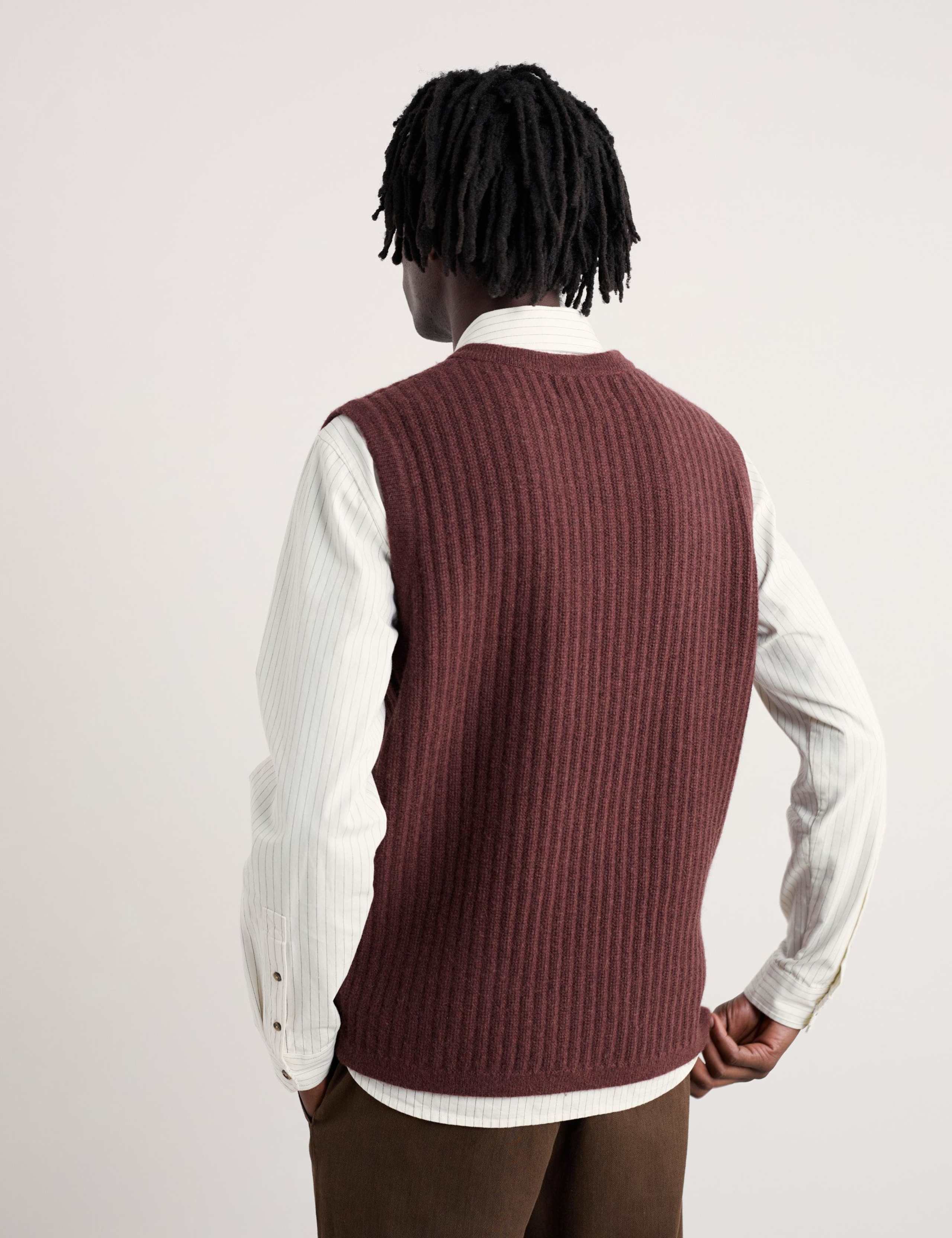 Lambswool Rich Textured V-Neck Knitted Vest 4 of 5