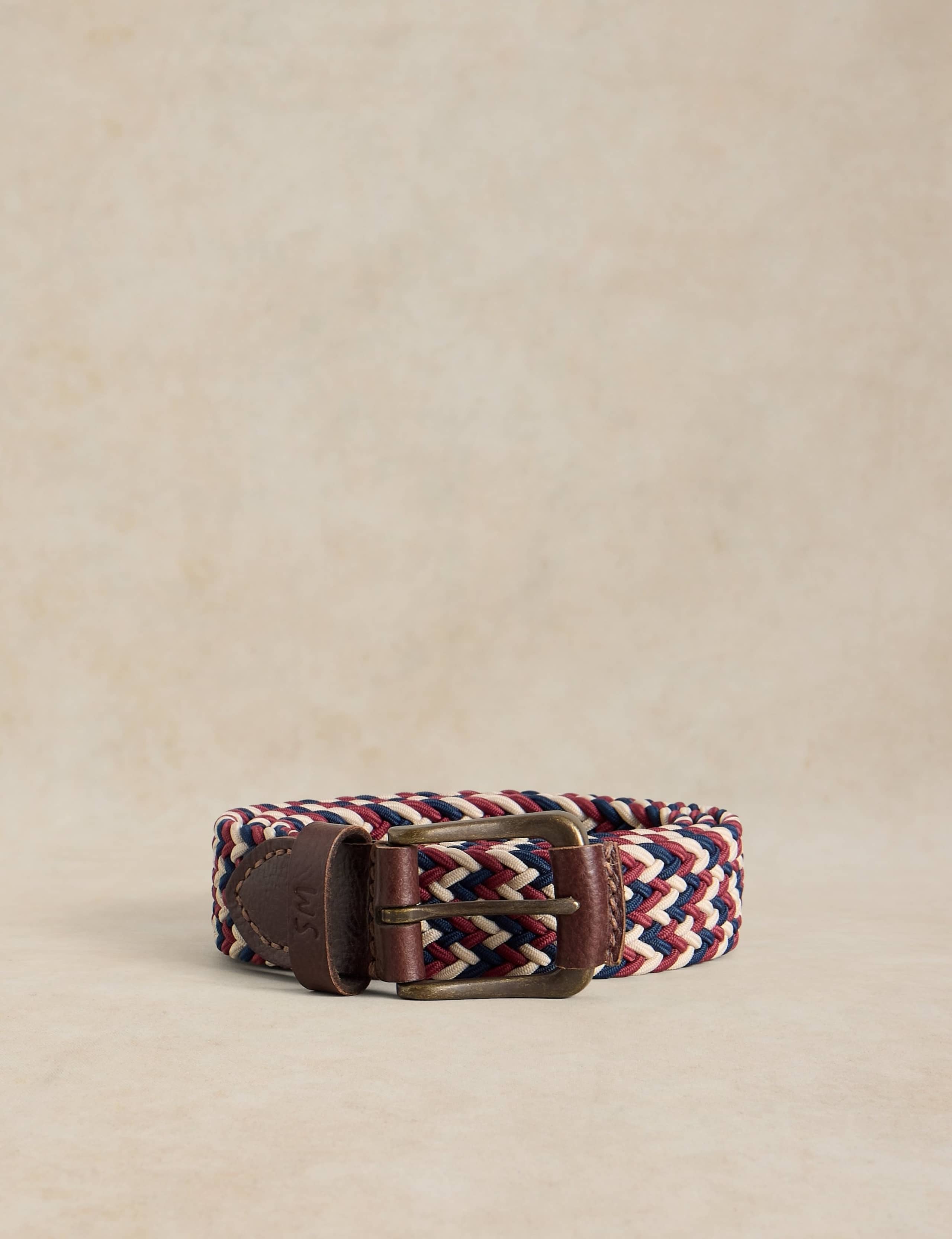 Leather Trim Woven Elasticated Belt 3 of 3