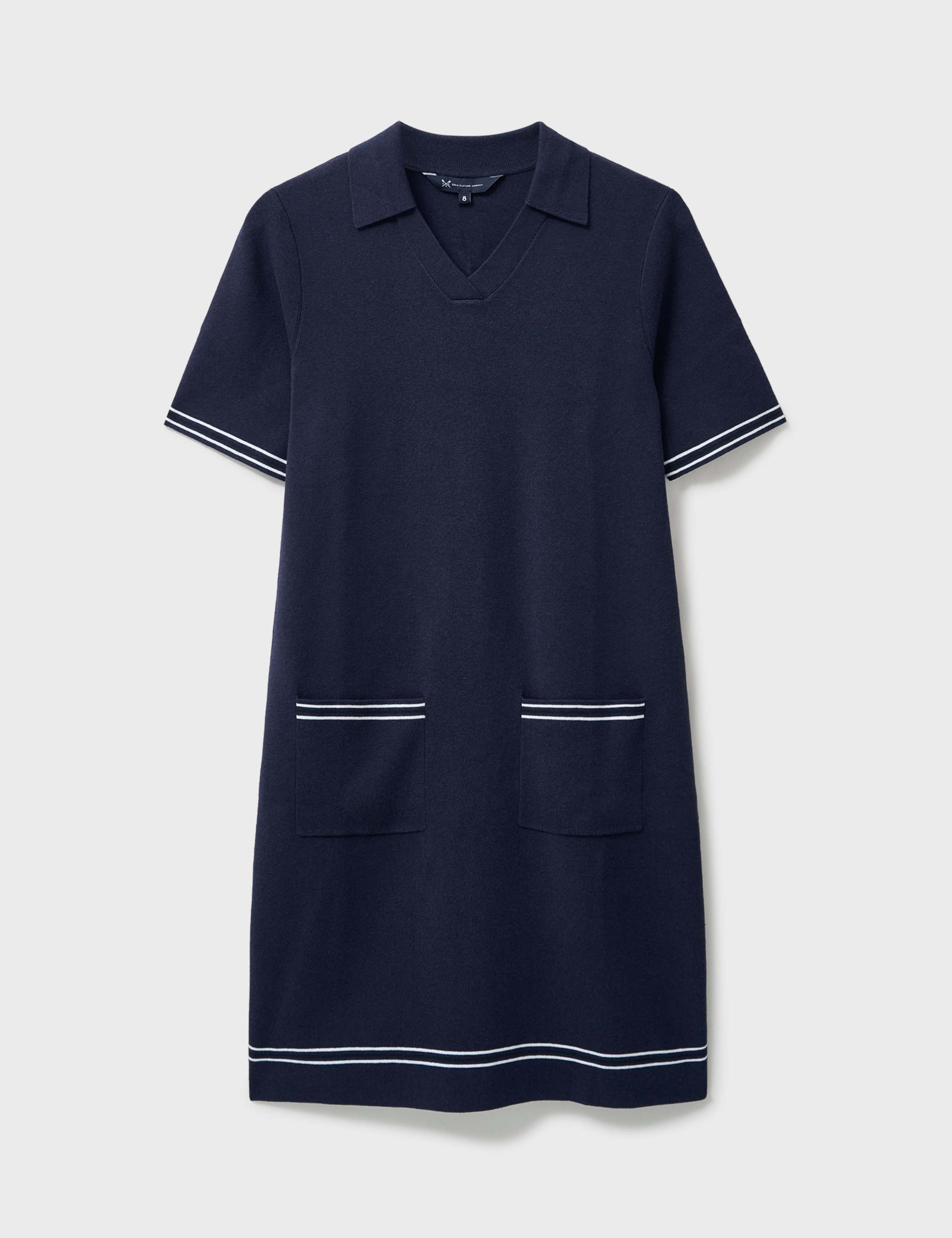 Knitted Collared Tipped Knee Length Shift Dress 2 of 5
