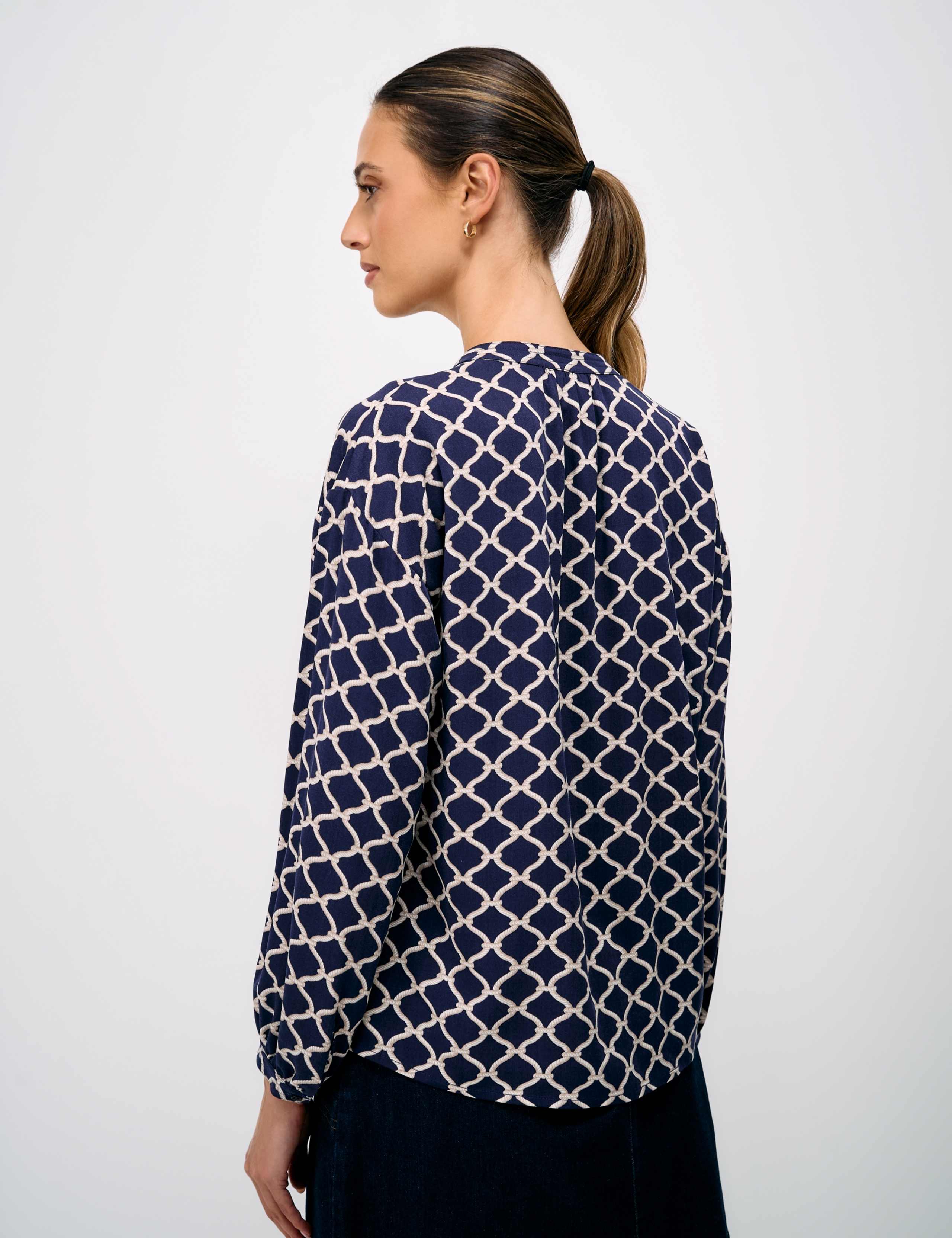 Rope Print Collarless Button Through Blouse 3 of 5