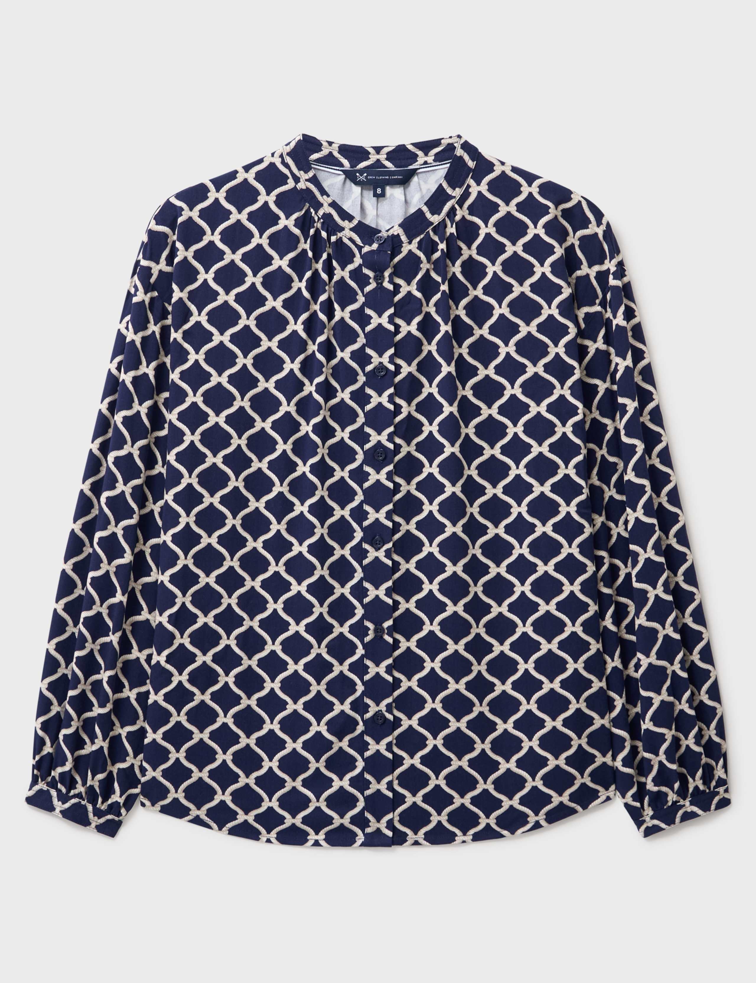 Rope Print Collarless Button Through Blouse 2 of 5