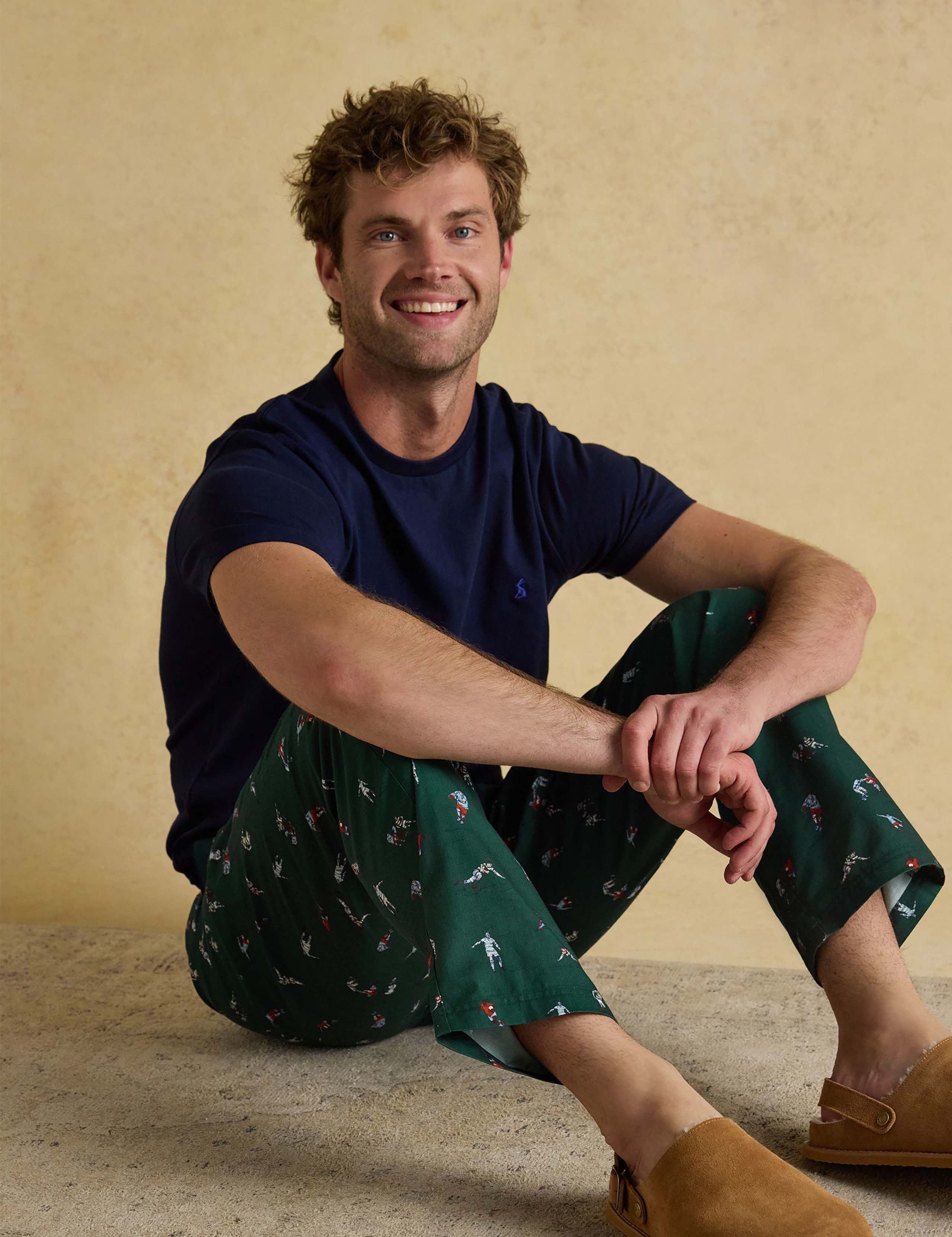 Pure Cotton Rugby Print Pyjama Bottoms 1 of 5