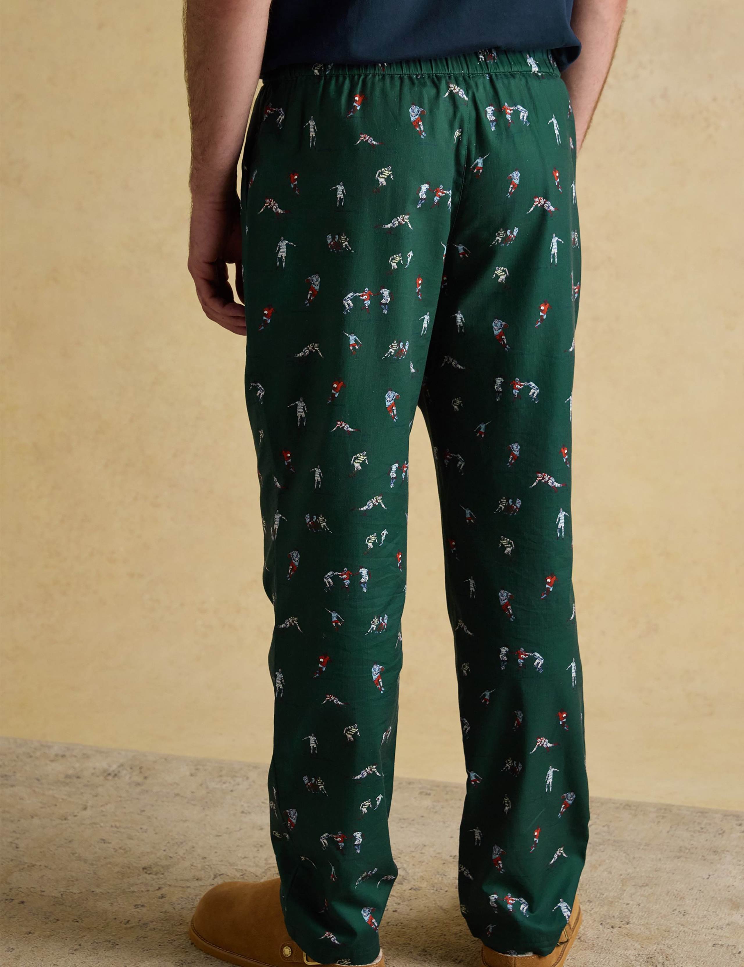 Pure Cotton Rugby Print Pyjama Bottoms 2 of 5