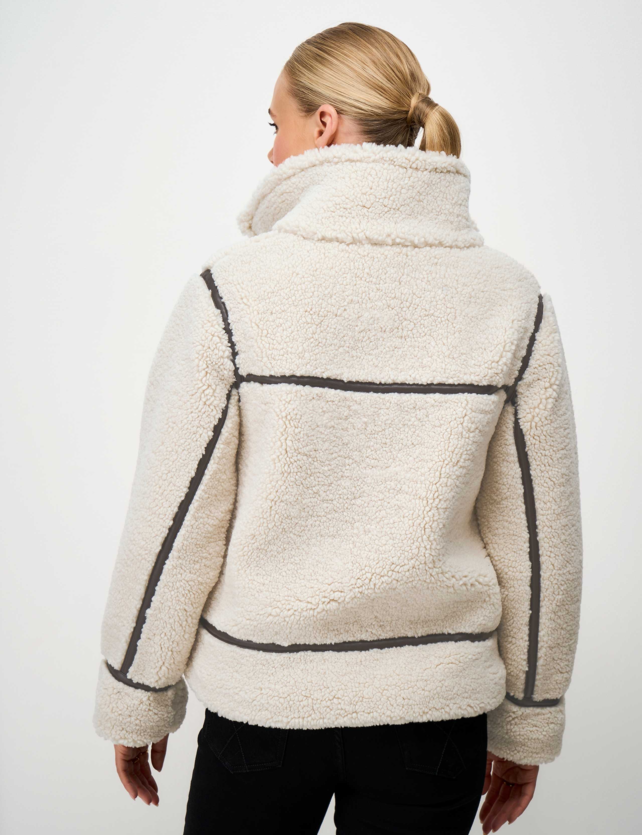 Borg Faux Leather Trim Aviator Jacket 3 of 5