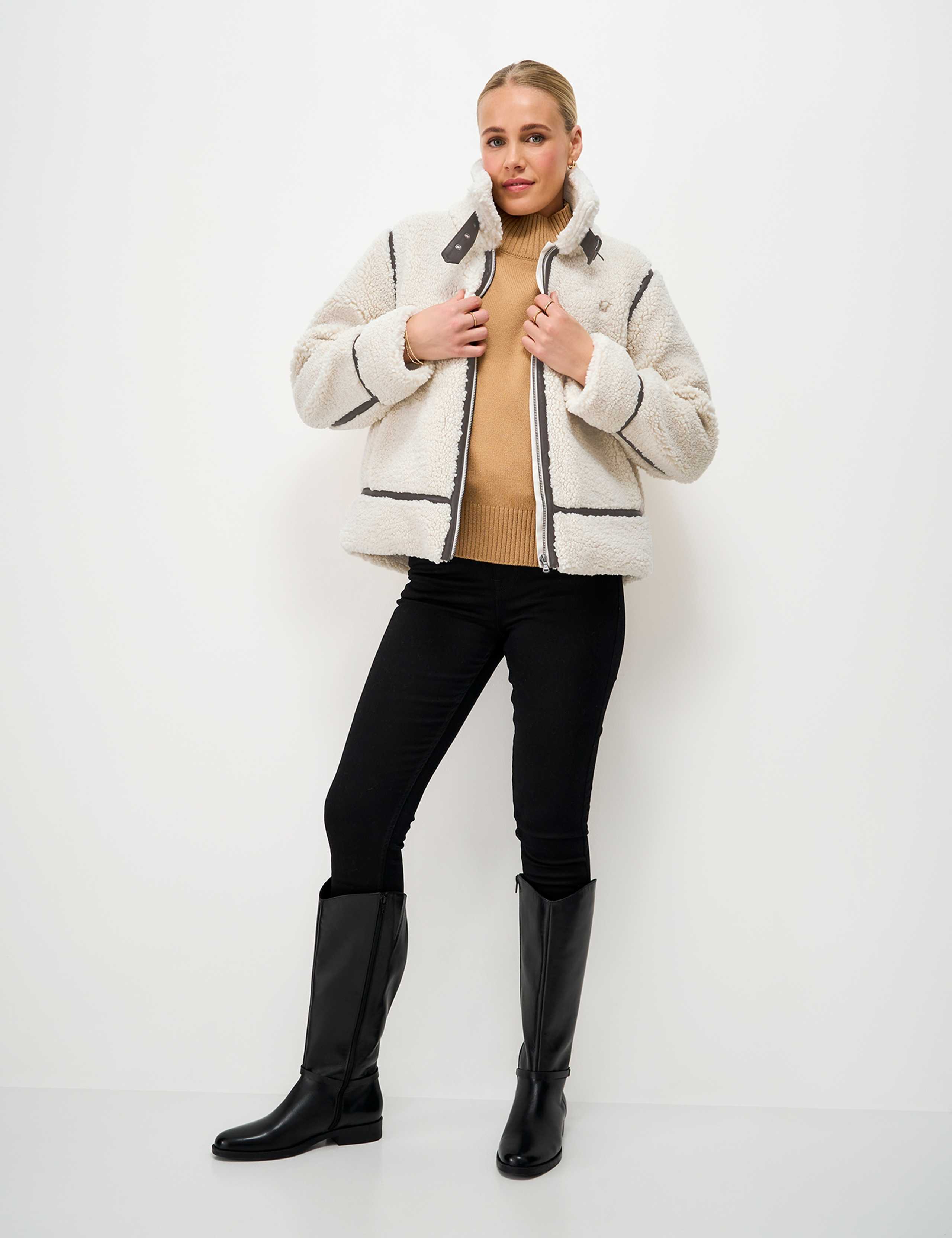 Borg Faux Leather Trim Aviator Jacket 4 of 5
