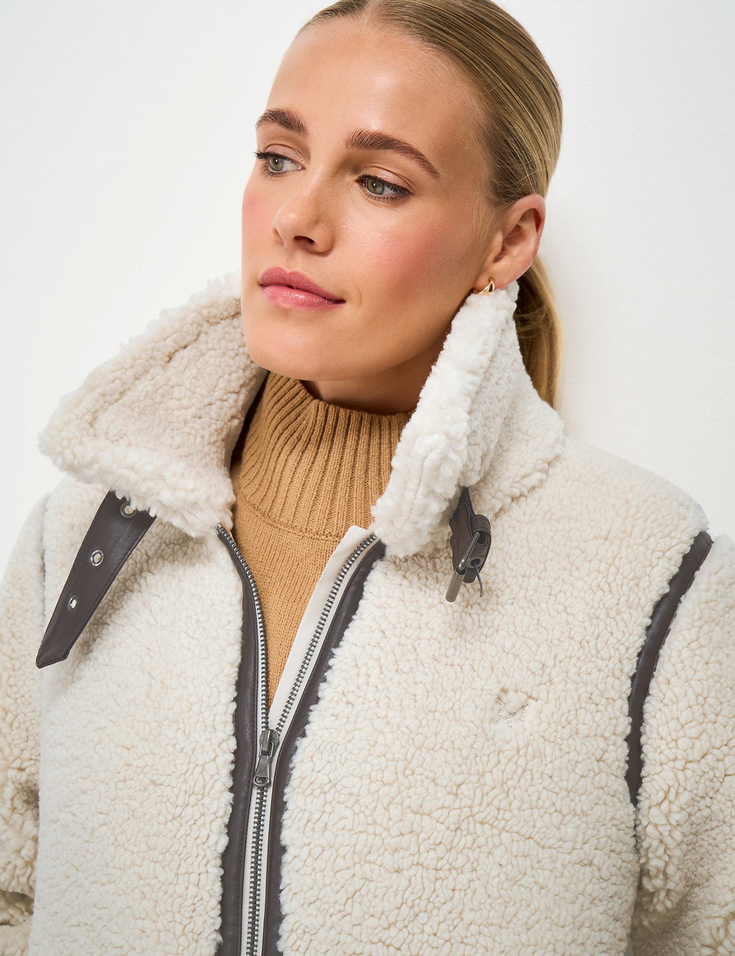 Borg Faux Leather Trim Aviator Jacket 5 of 5