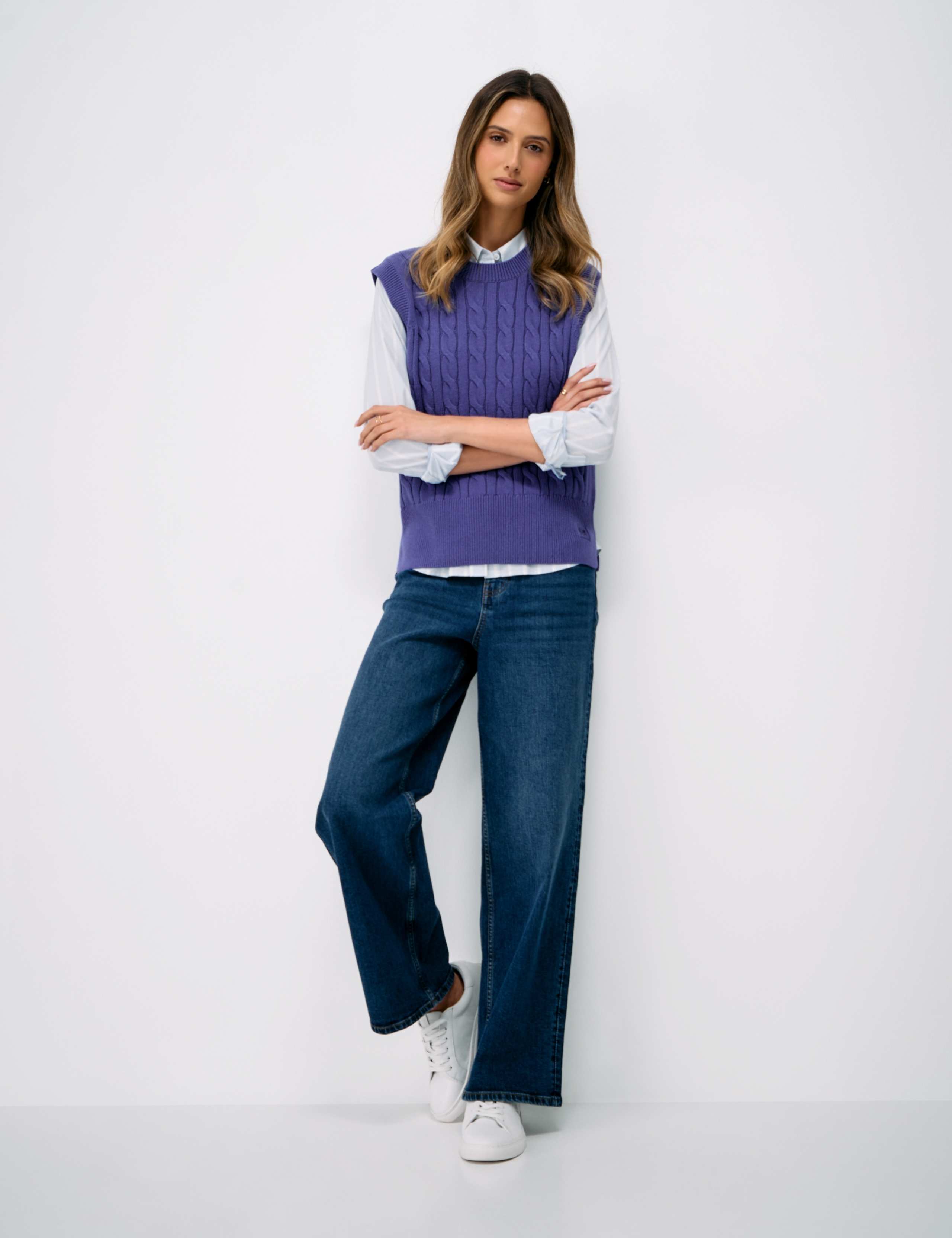 Pure Cotton Cable Crew Neck Knitted Vest 4 of 5