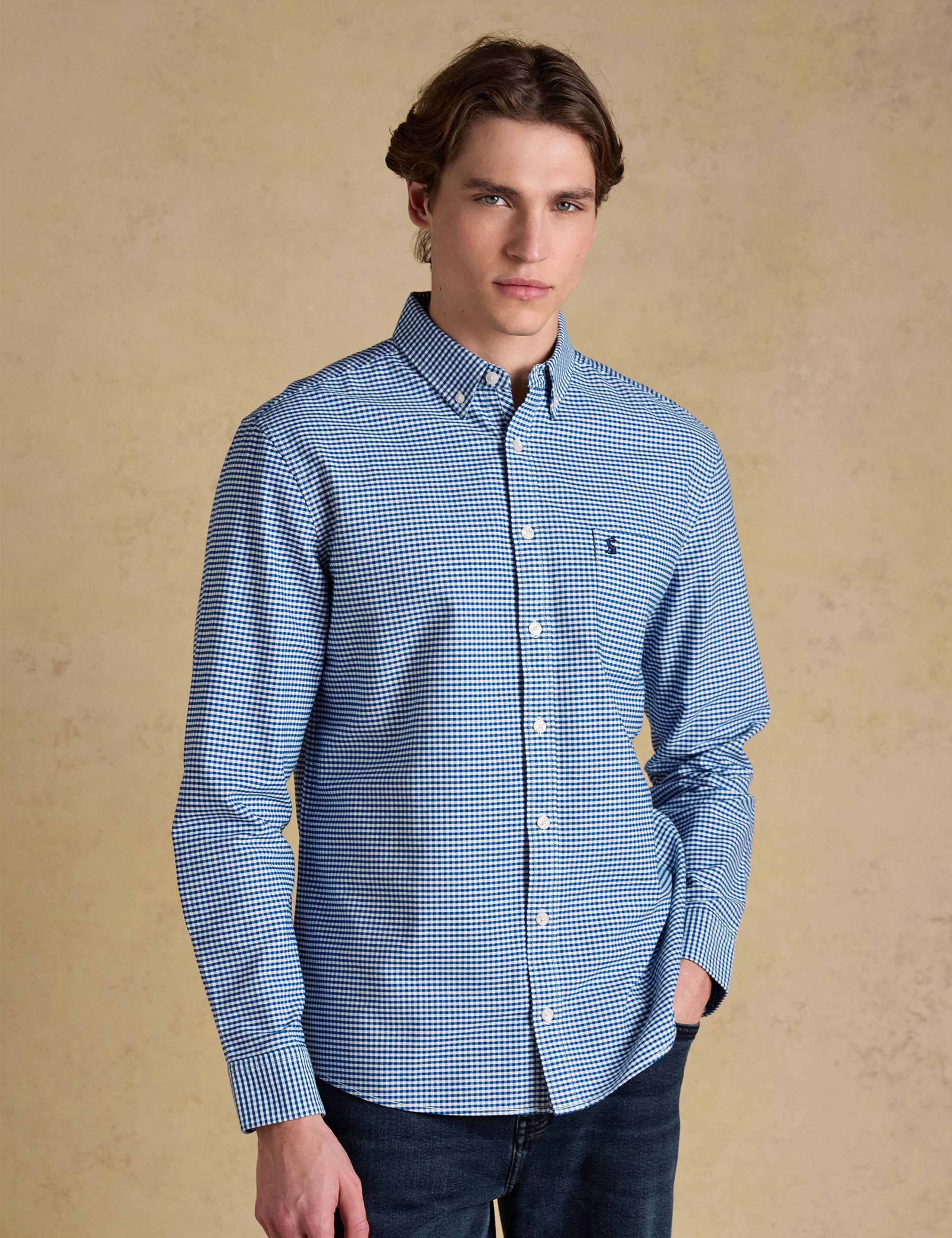 Pure Cotton Checked Oxford Shirt 1 of 7