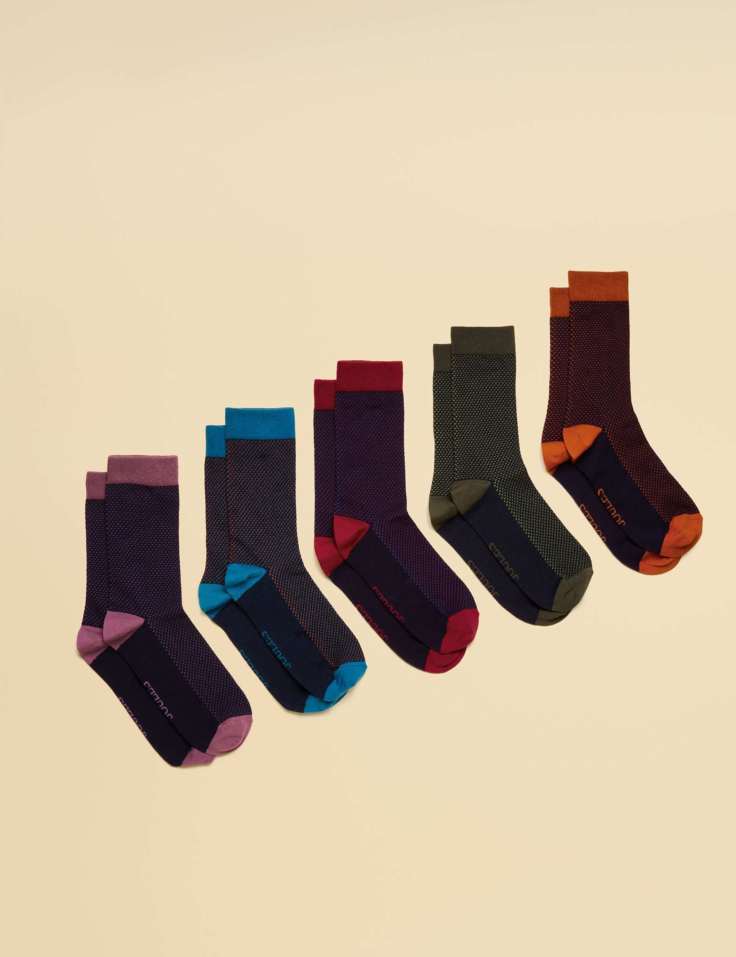 5 Pack Striped Cotton Rich Socks 1 of 3