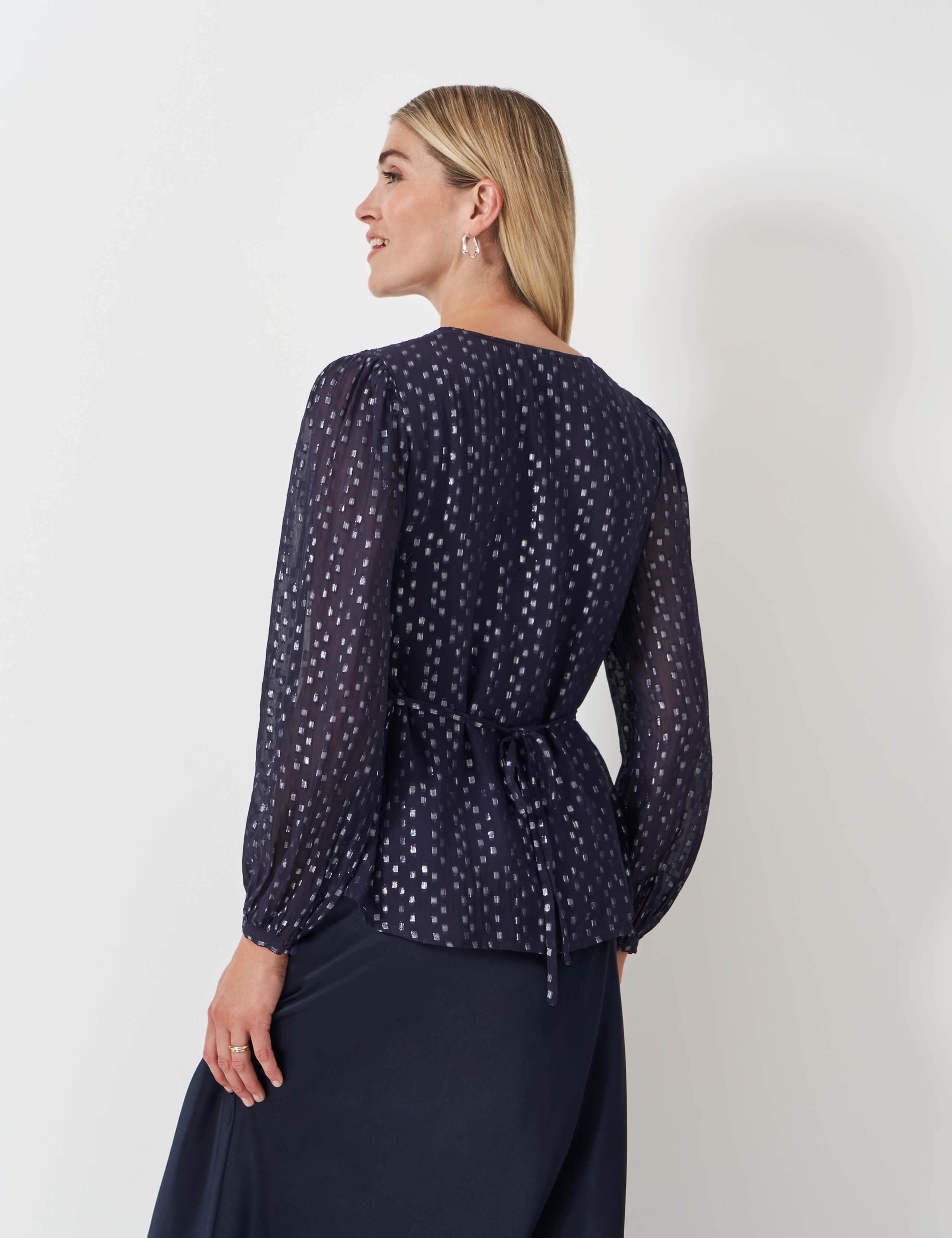 Metallic V-Neck Tie Back Blouse 4 of 5