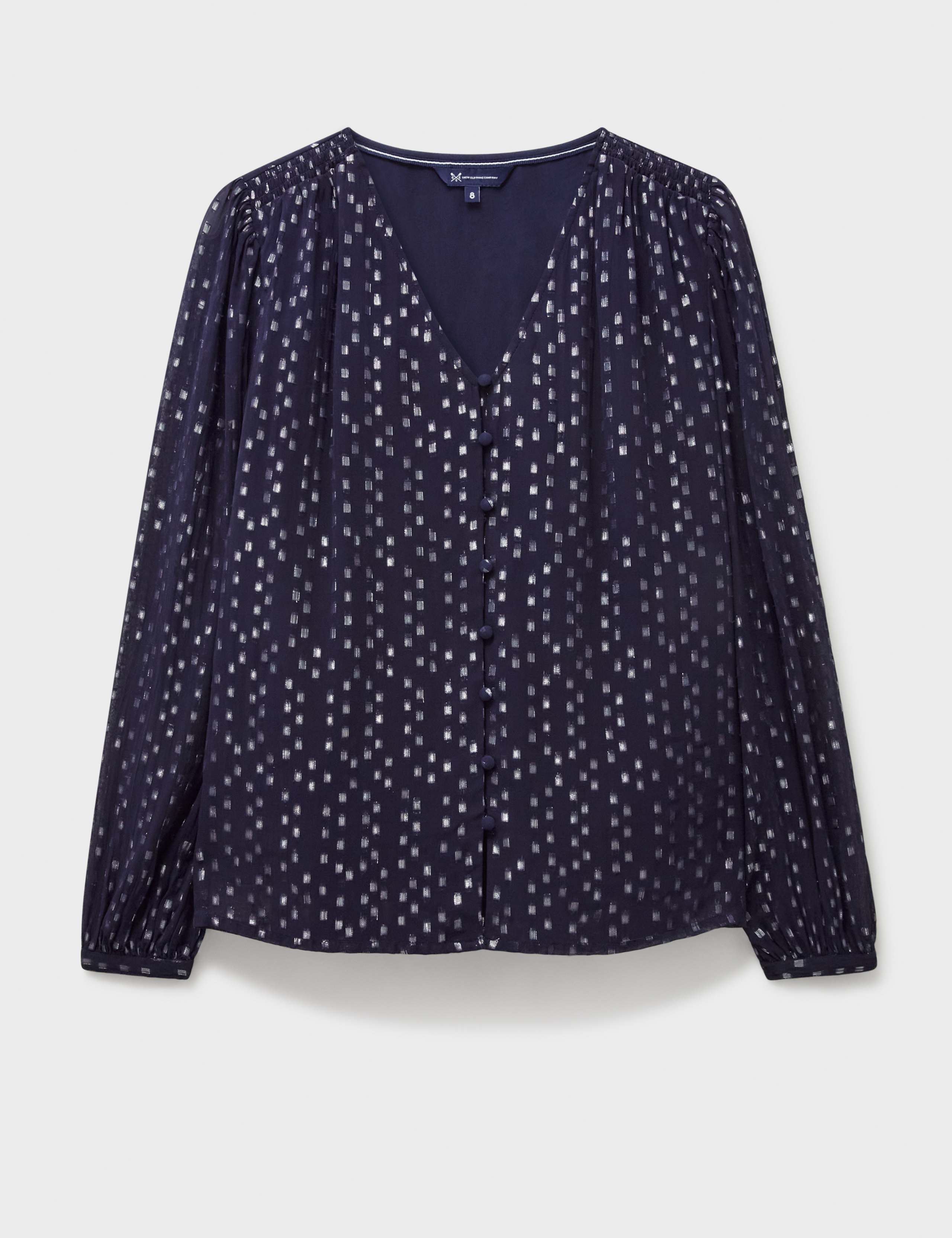 Metallic V-Neck Tie Back Blouse 2 of 5