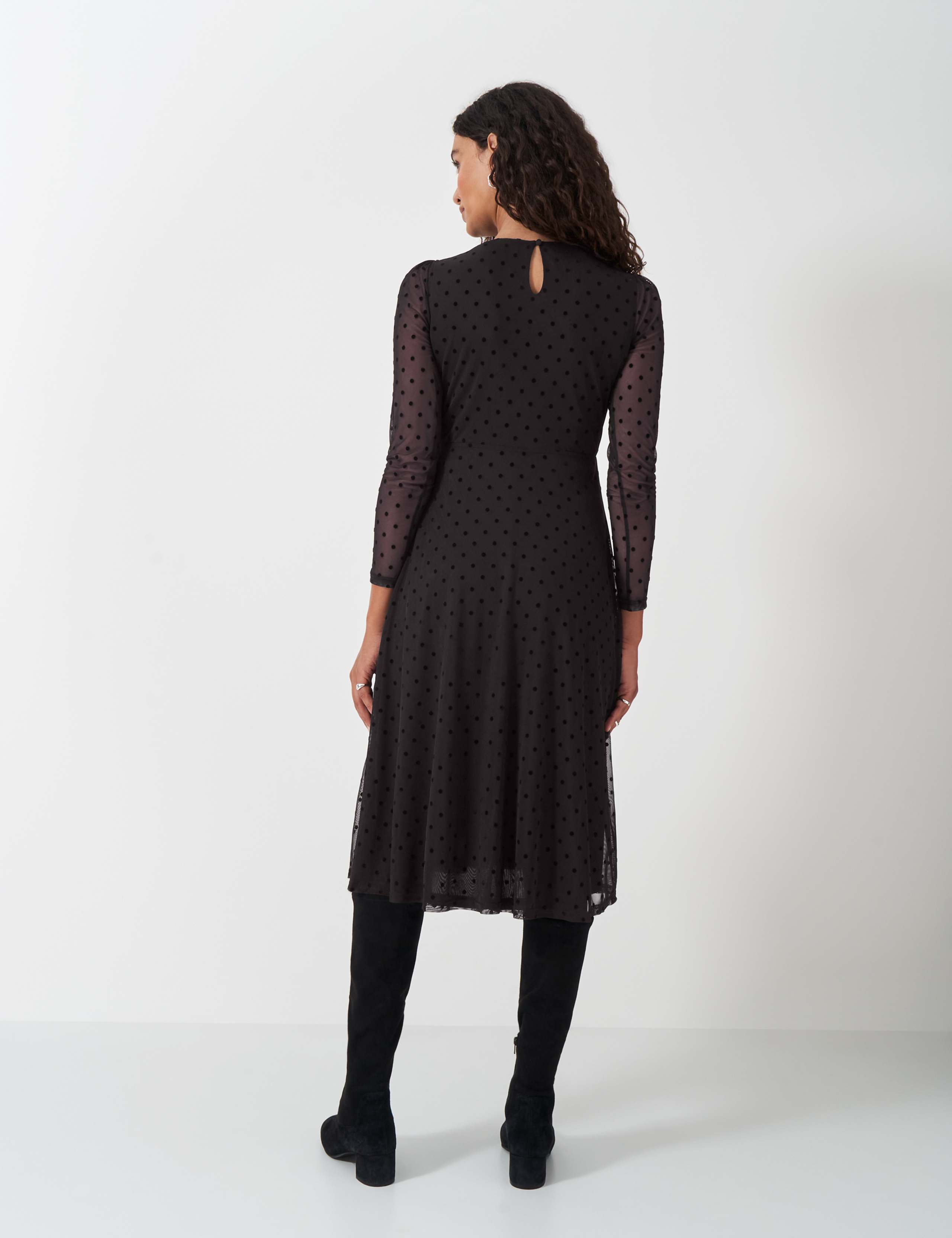 Jersey Tulle Polka Dot Midi Dress 3 of 5