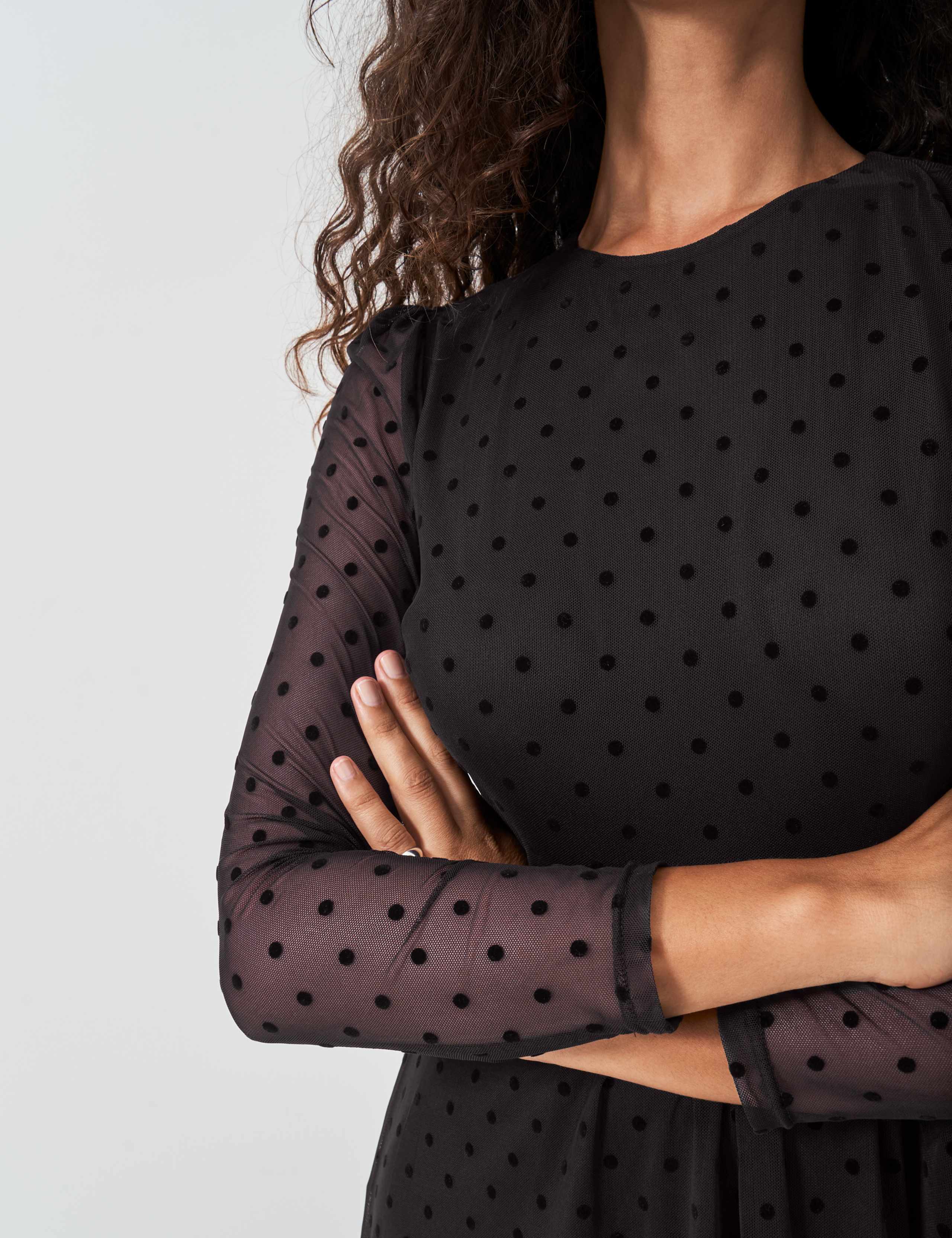 Jersey Tulle Polka Dot Midi Dress 5 of 5
