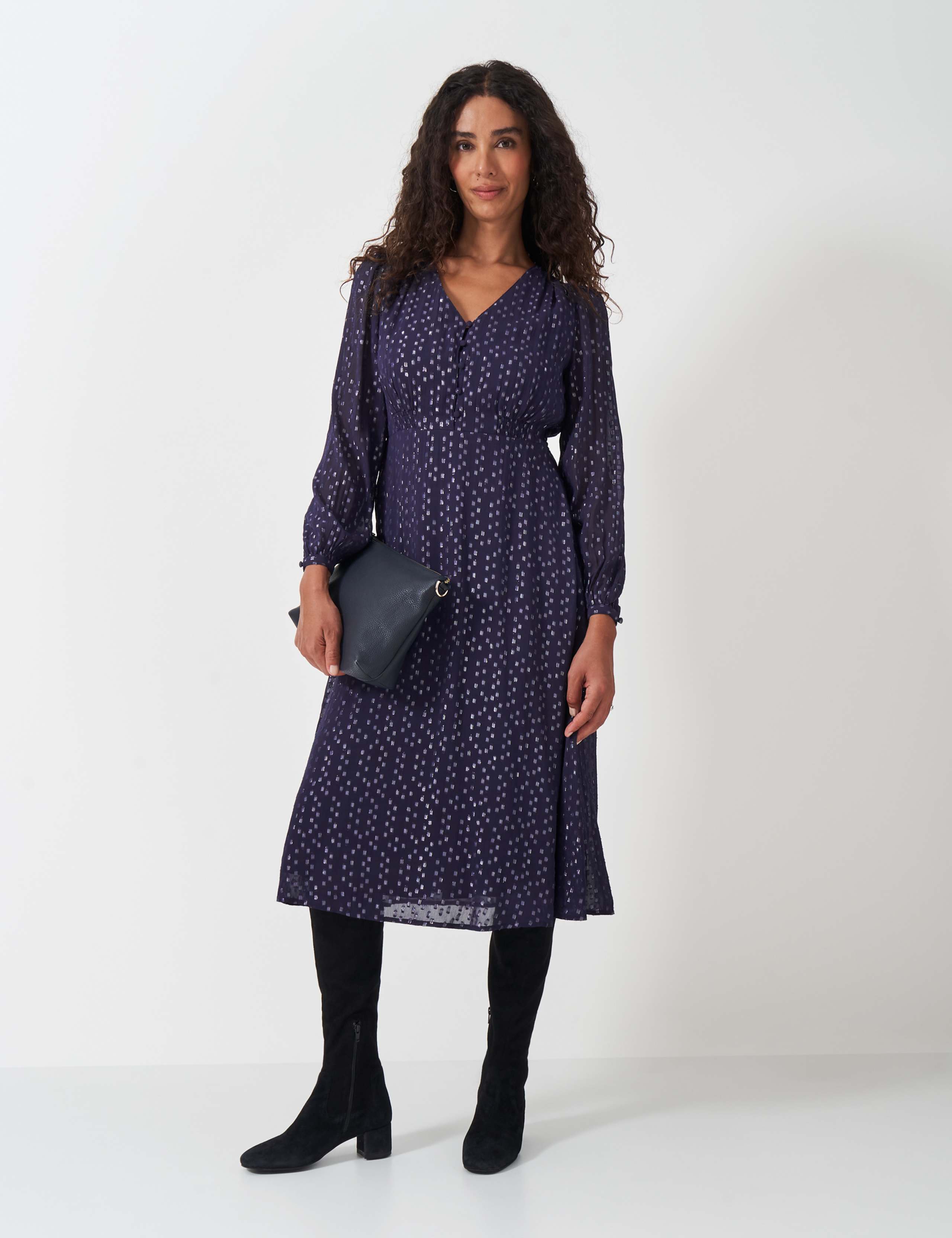 Metallic Jacquard Midi Skater Dress 1 of 5