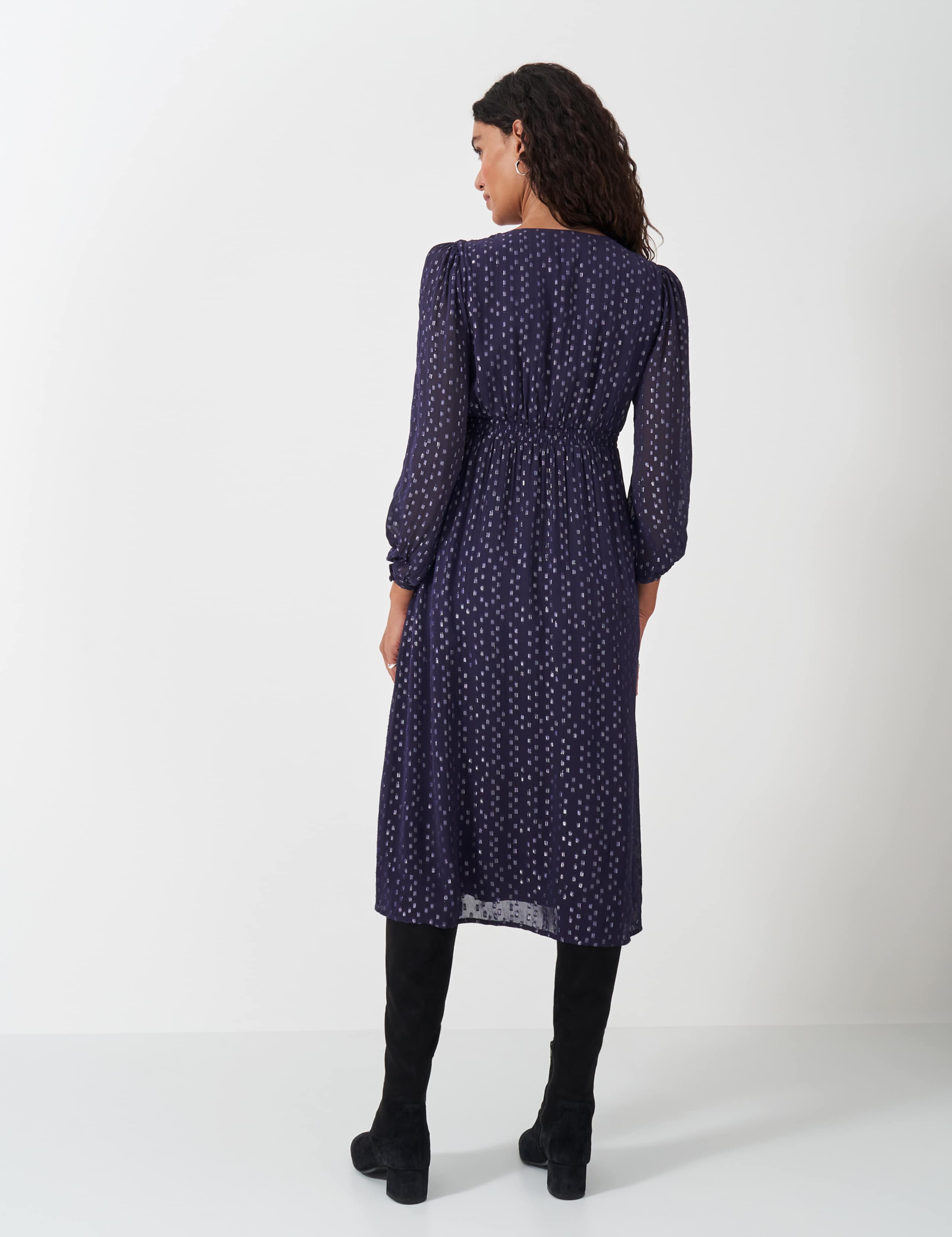 Metallic Jacquard Midi Skater Dress 4 of 5