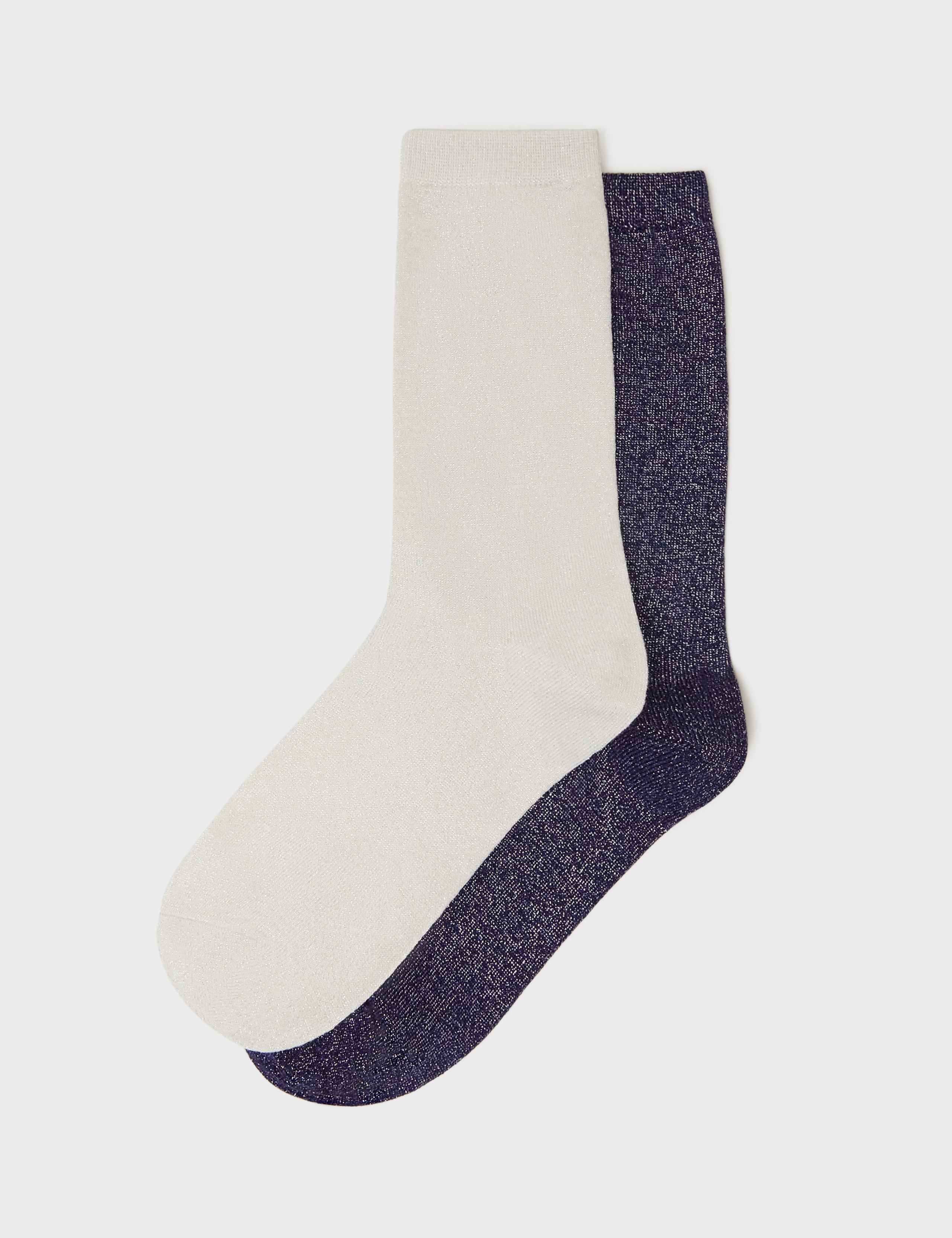 2pk Cotton Rich Sparkle Ankle High Socks 1 of 1