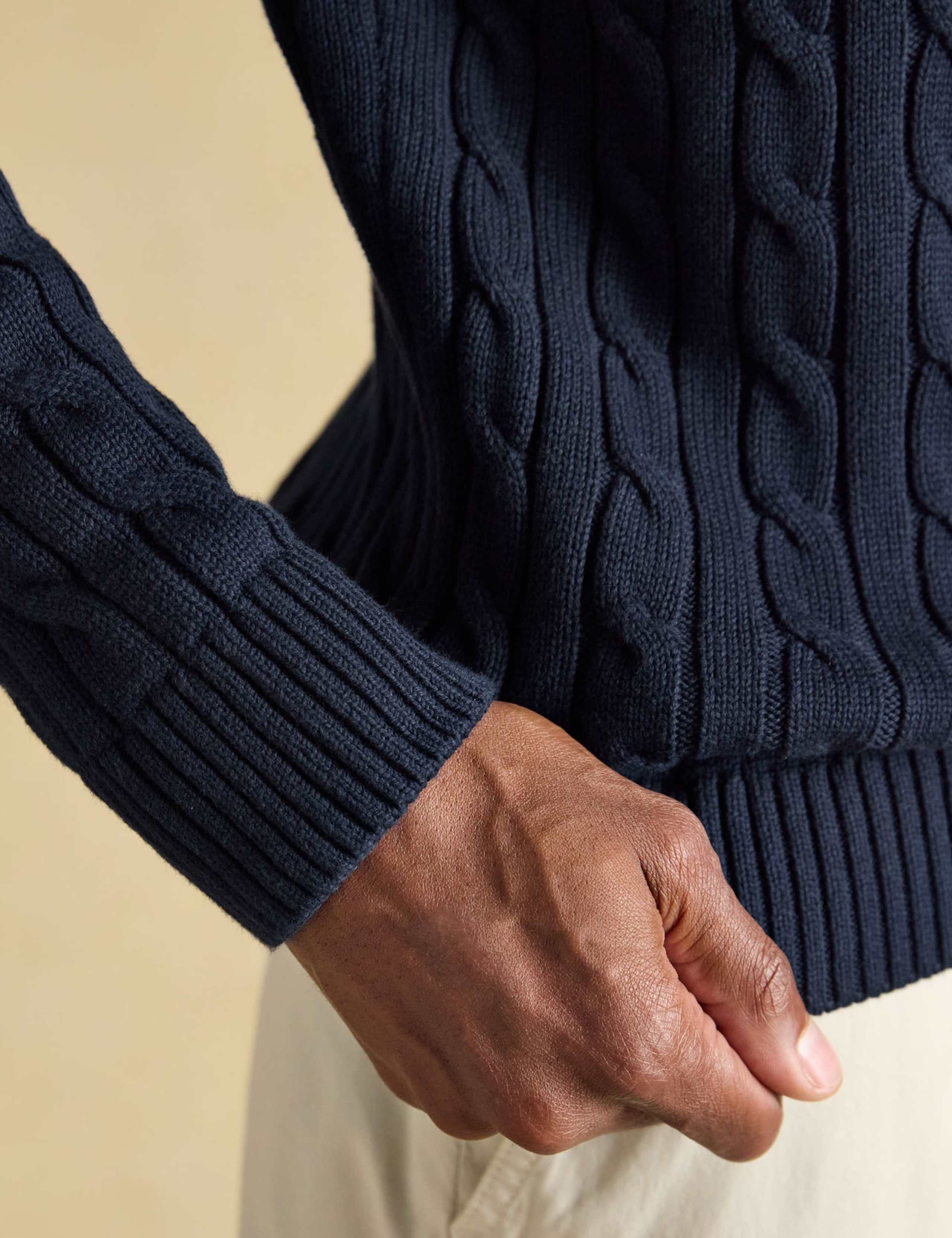 Pure Cotton Cable Knit Crew Neck Jumper 3 of 7