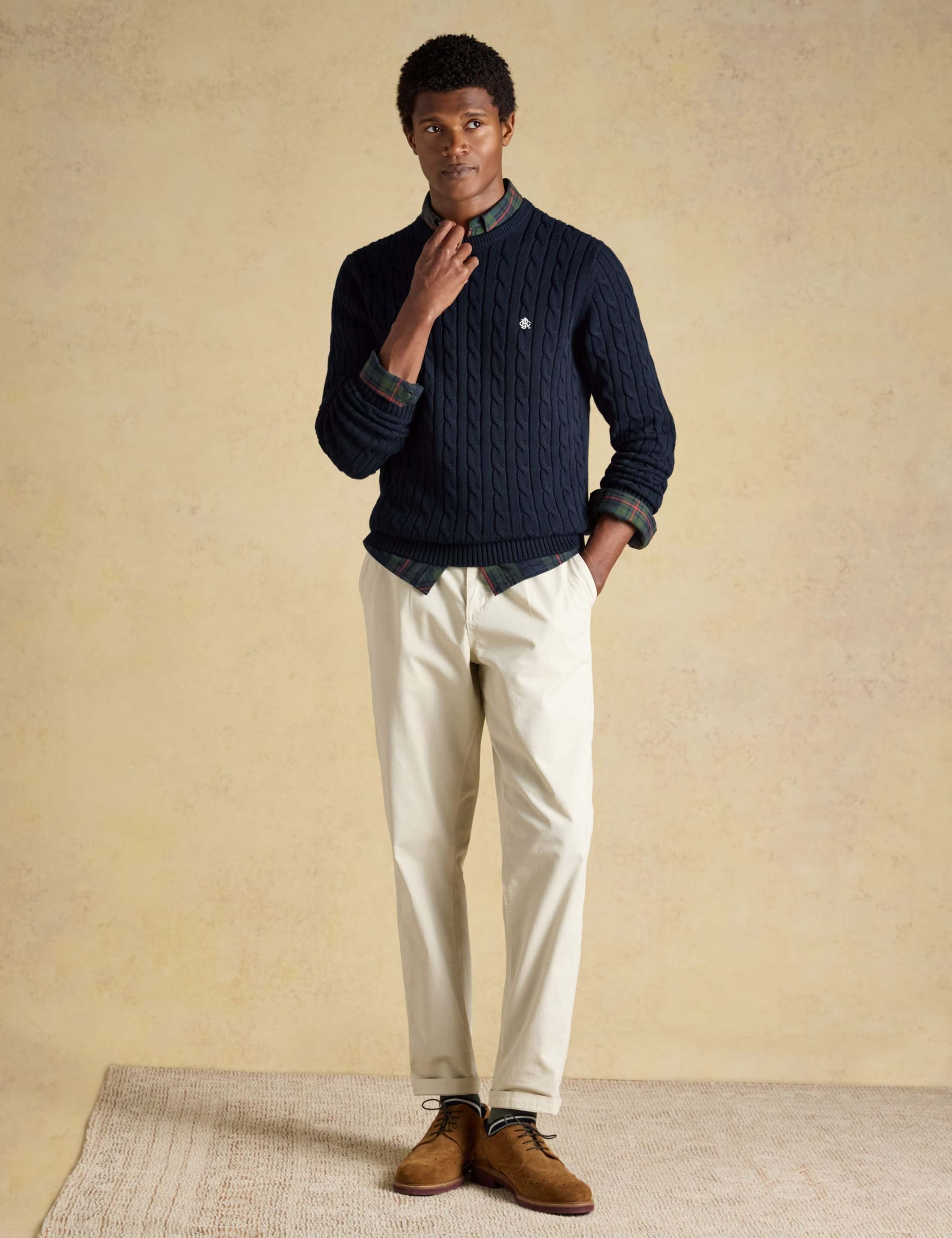Pure Cotton Cable Knit Crew Neck Jumper 4 of 7