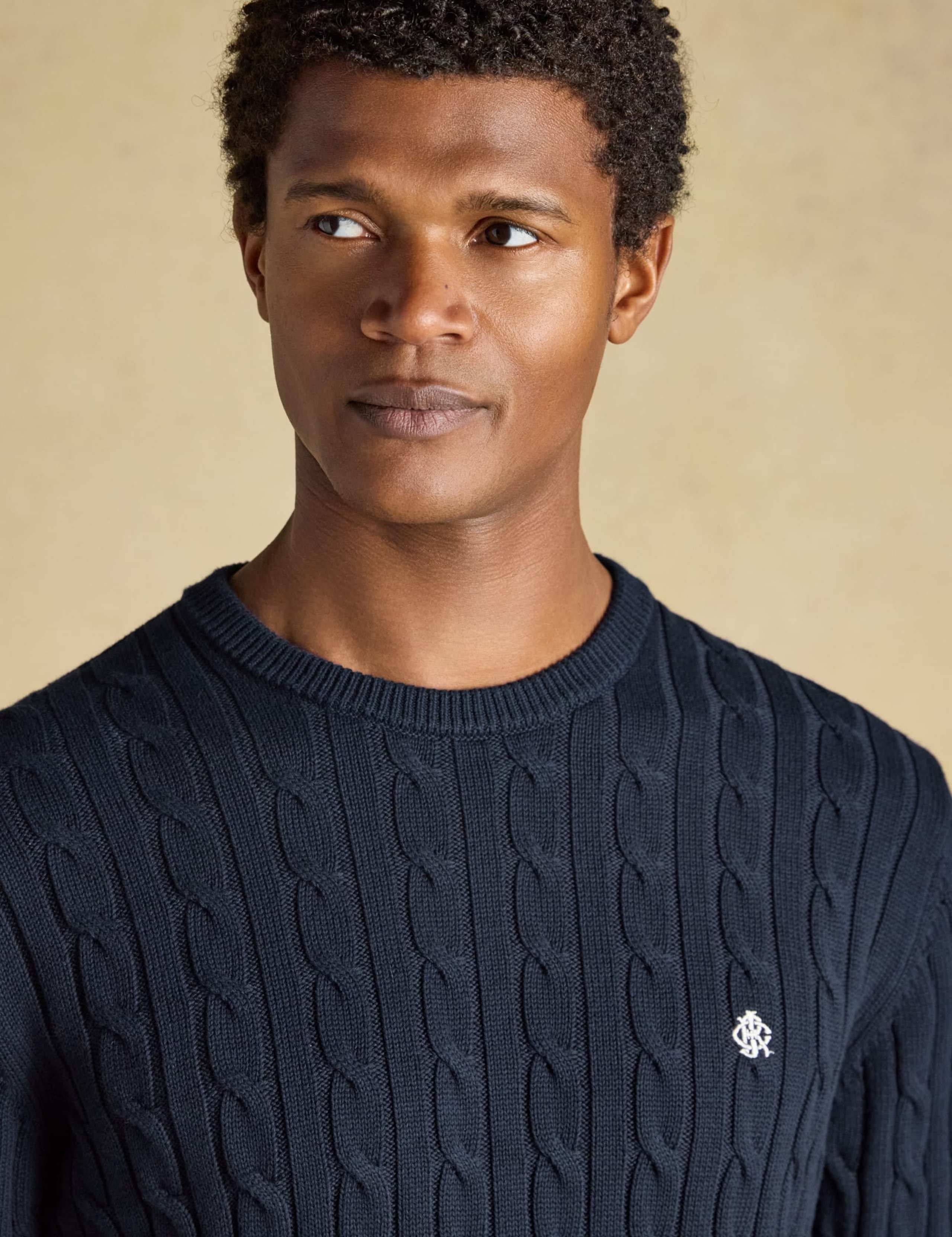 Pure Cotton Cable Knit Crew Neck Jumper 5 of 7