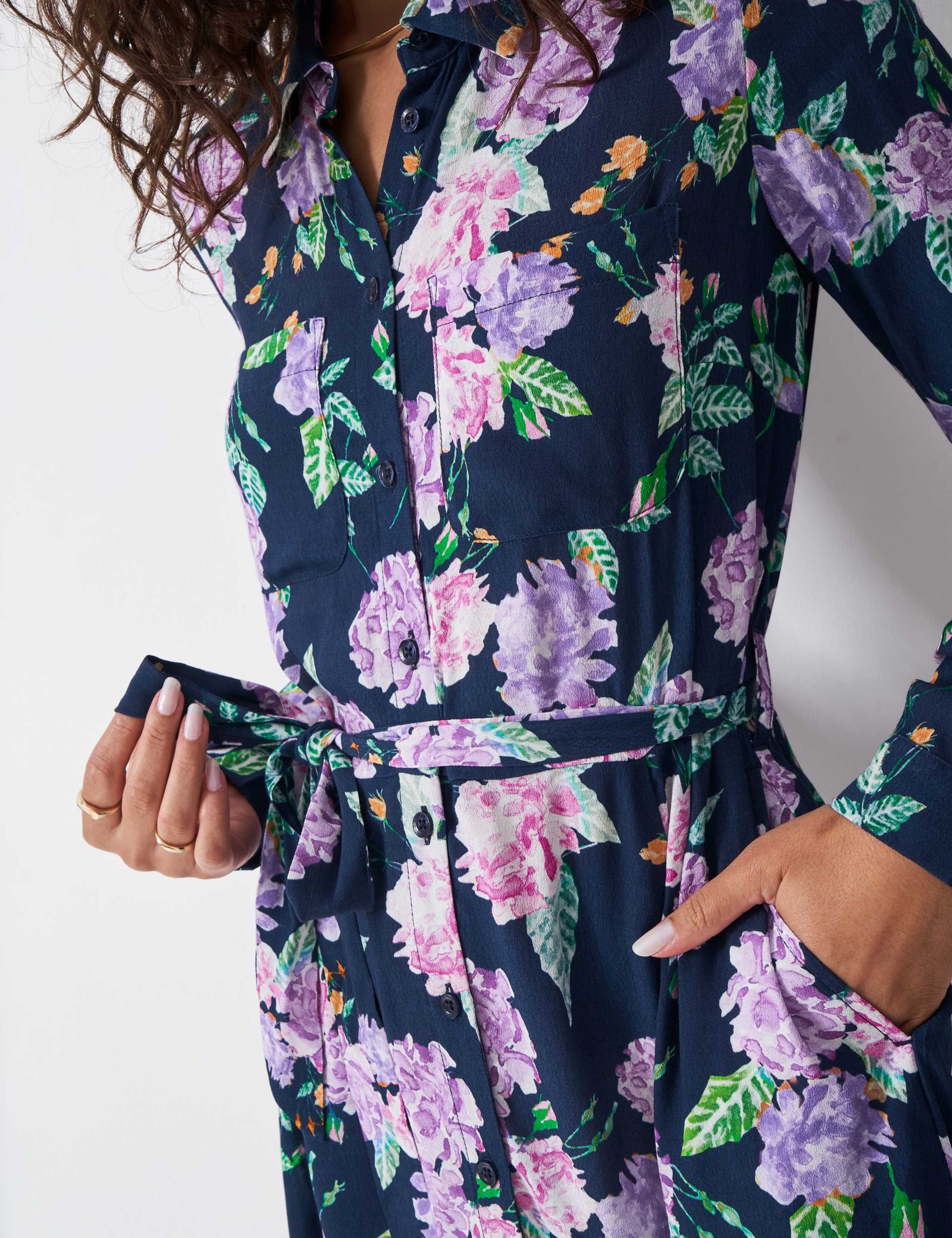 Floral Belted Midi Shirt Dress 5 of 5