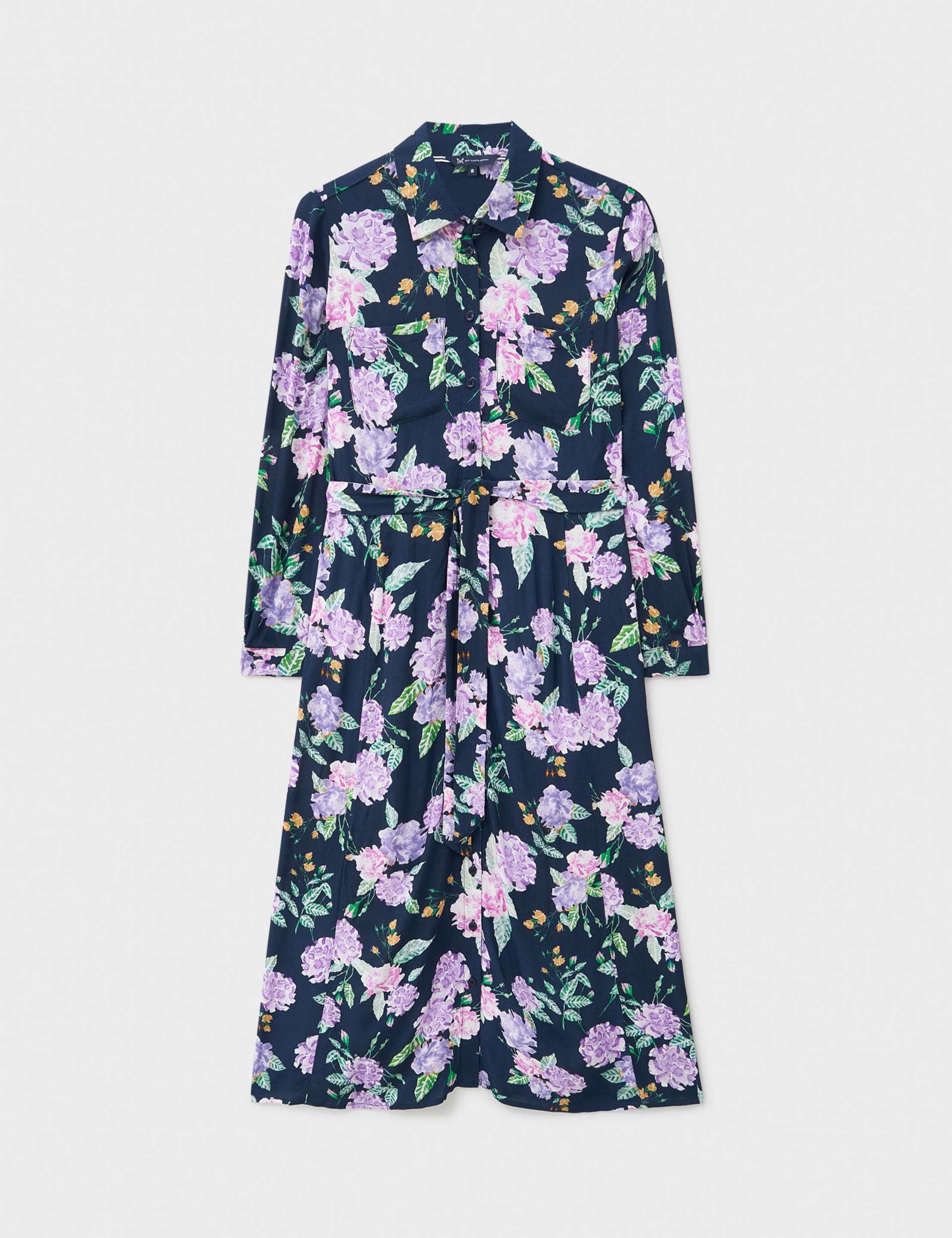 Floral Belted Midi Shirt Dress 2 of 5