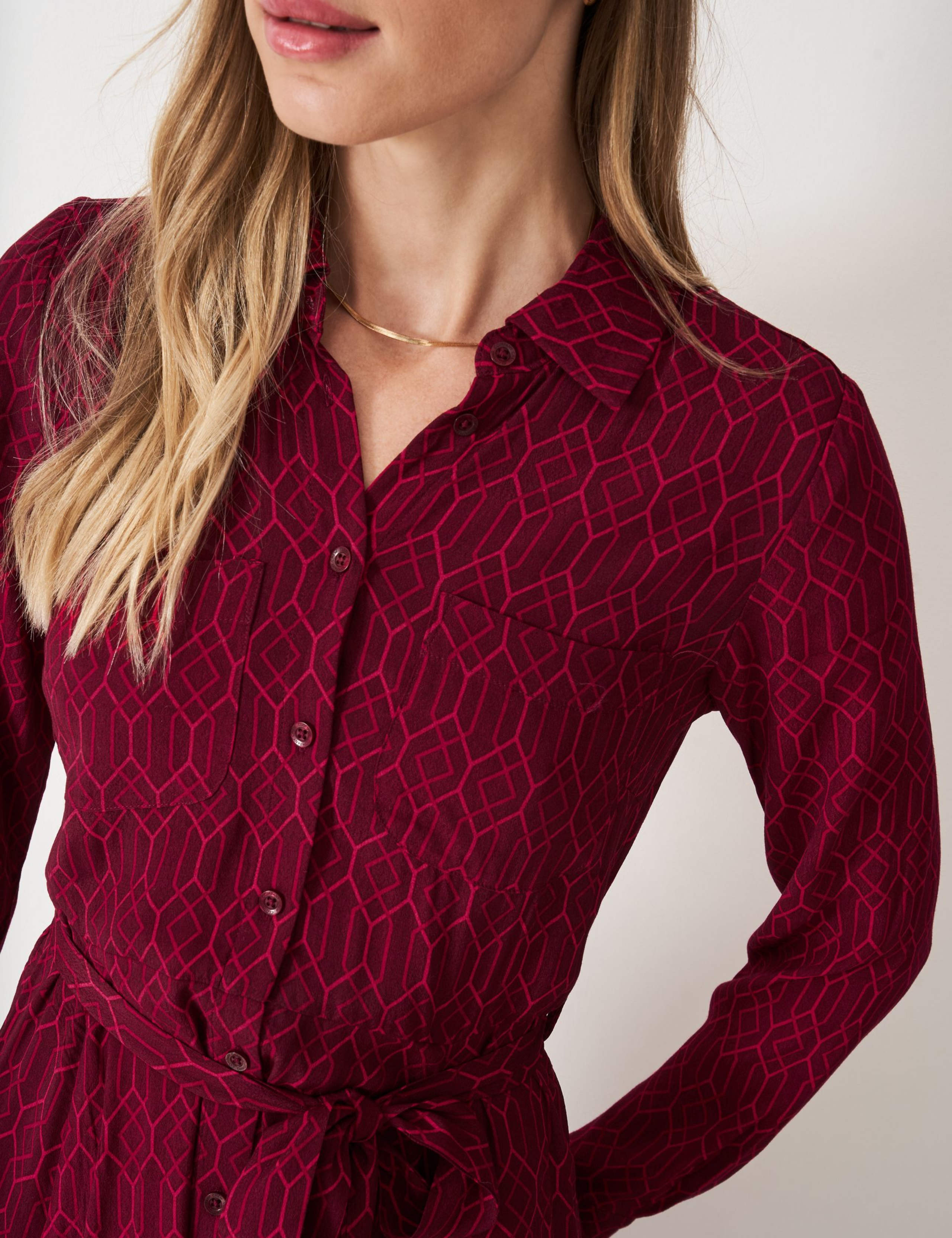 Floral Belted Midi Shirt Dress 4 of 5