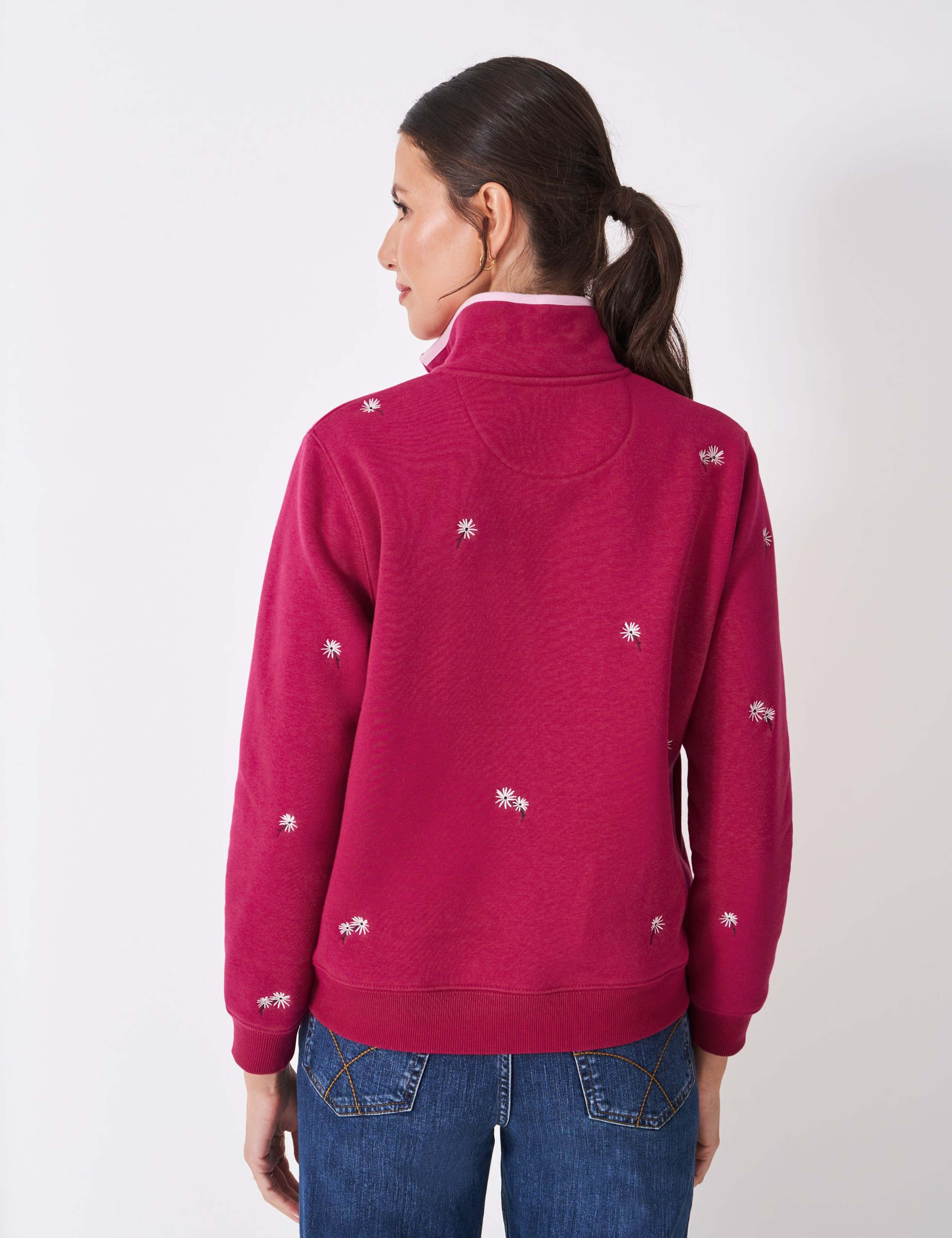 Cotton Rich Embroidered Half Zip Sweatshirt 5 of 5