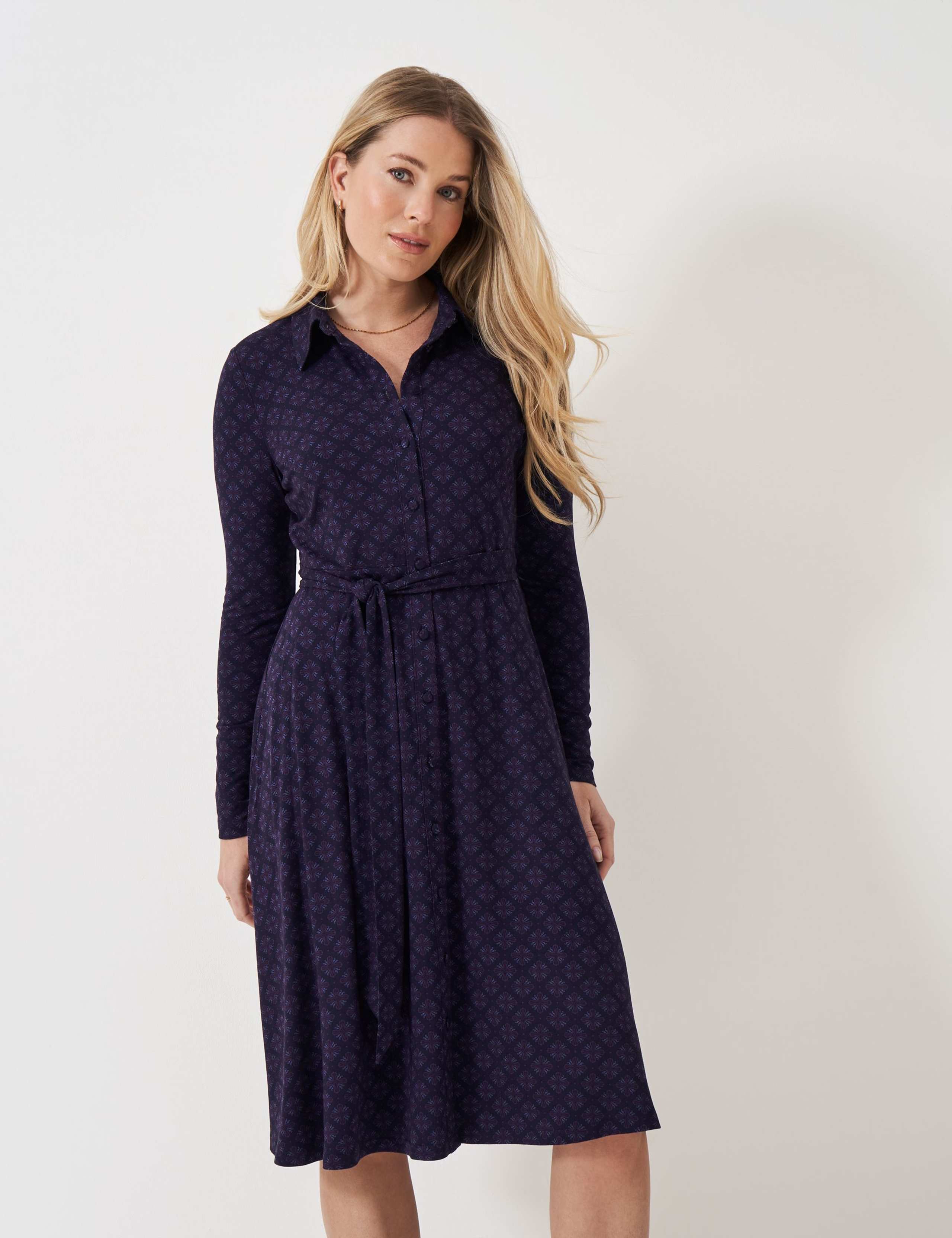 Jersey Geometric Midi Shirt Dress 4 of 5