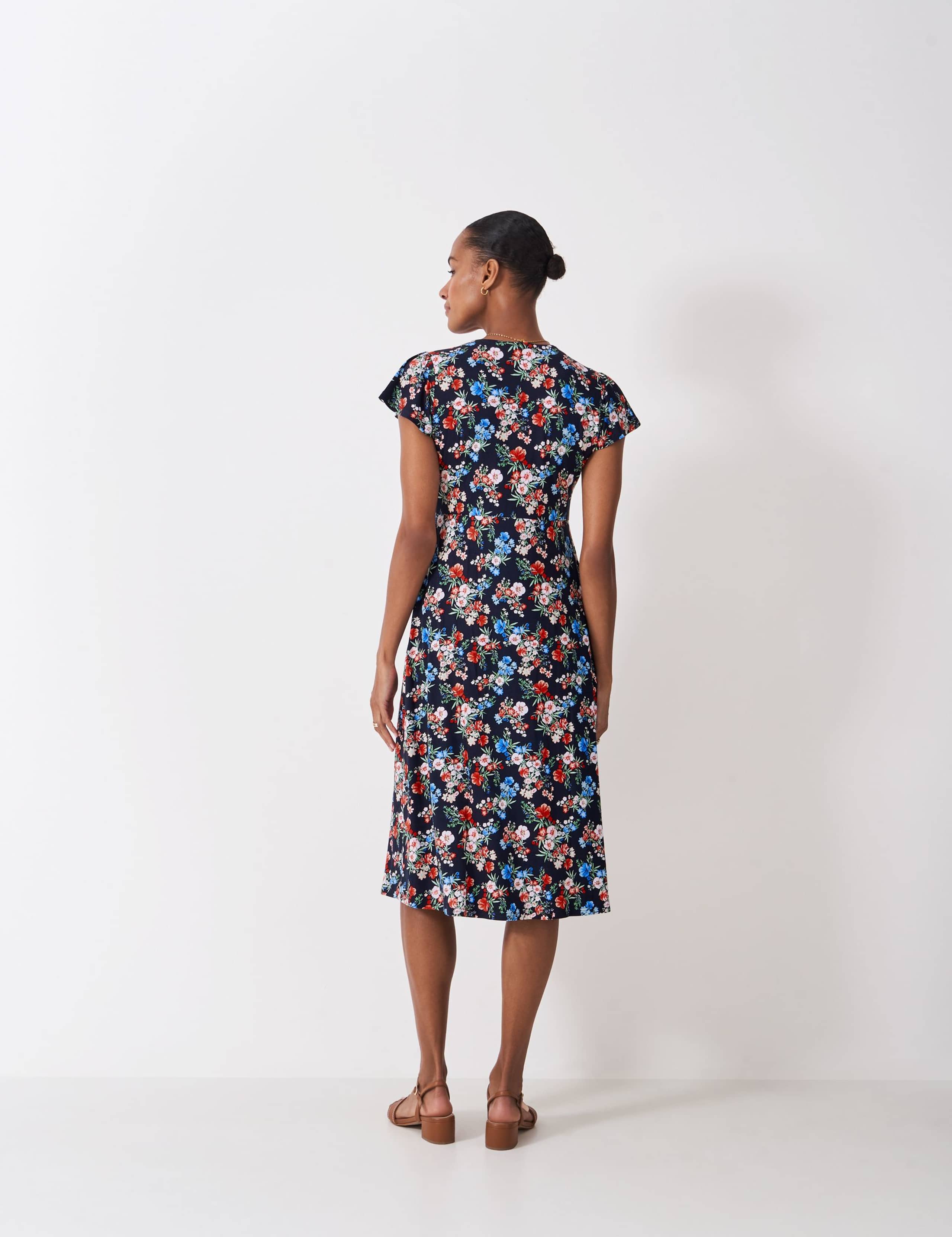 Jersey Floral V-Neck Midi Tea Dress 3 of 5