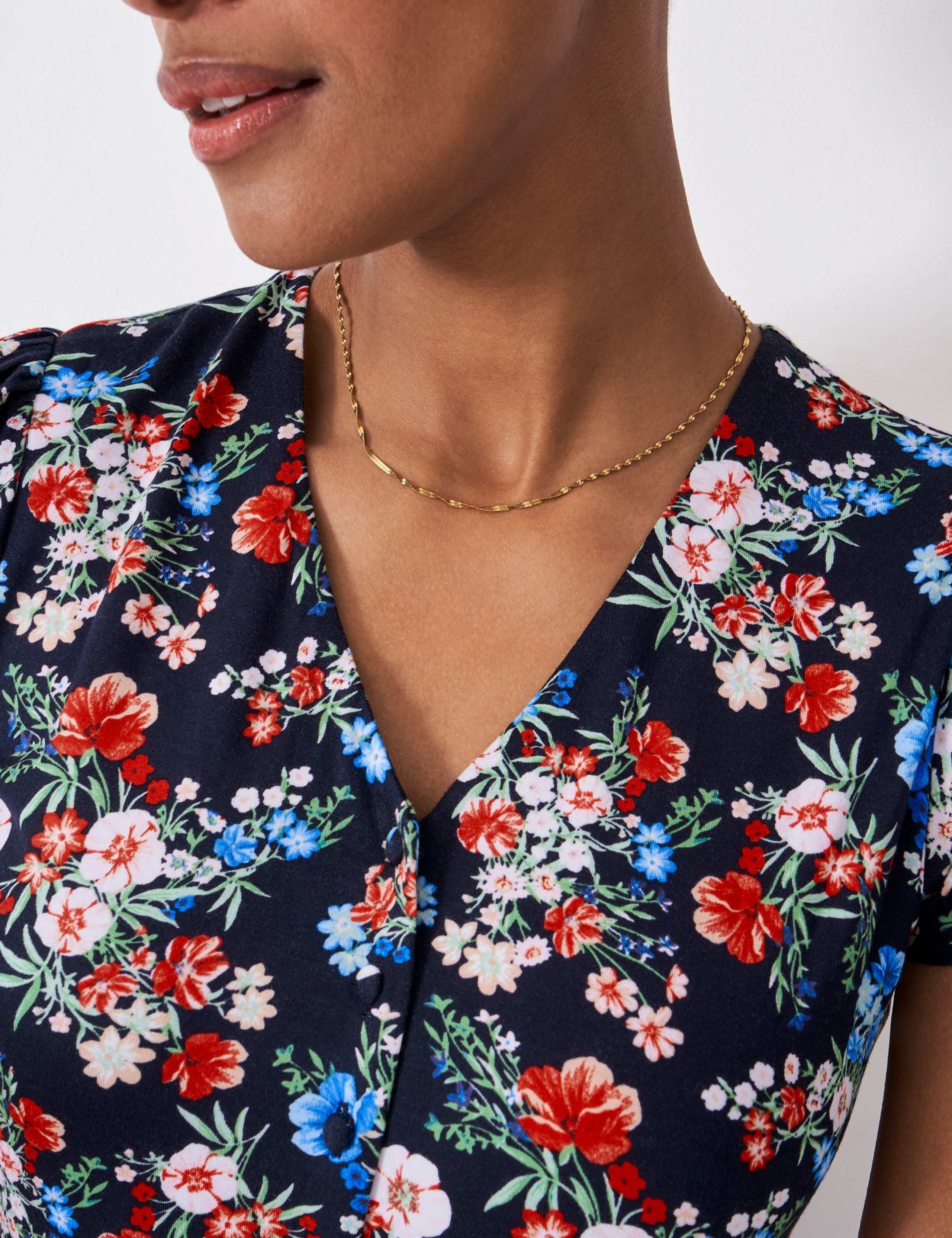 Jersey Floral V-Neck Midi Tea Dress 4 of 5