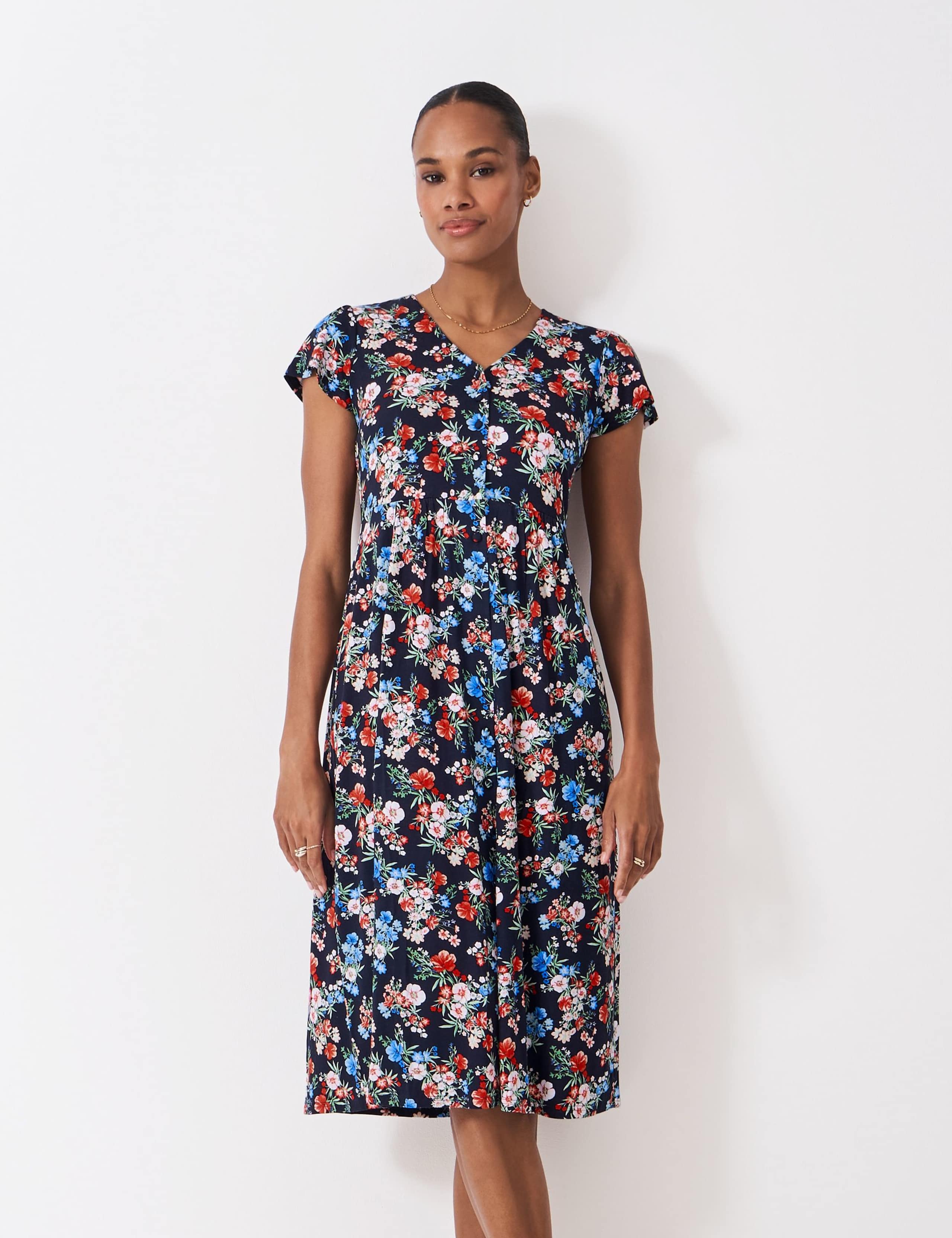 Jersey Floral V-Neck Midi Tea Dress 5 of 5