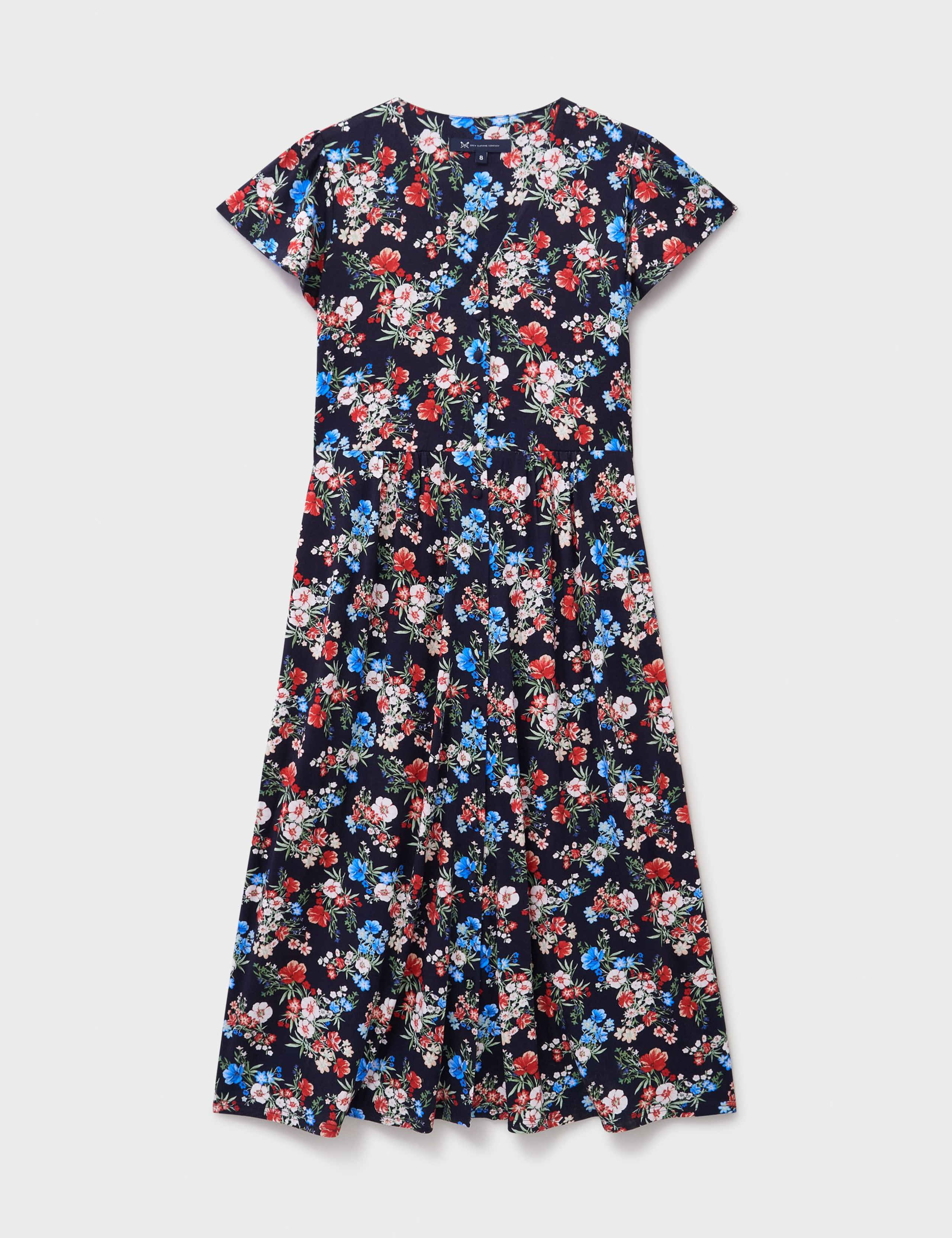 Jersey Floral V-Neck Midi Tea Dress 2 of 5