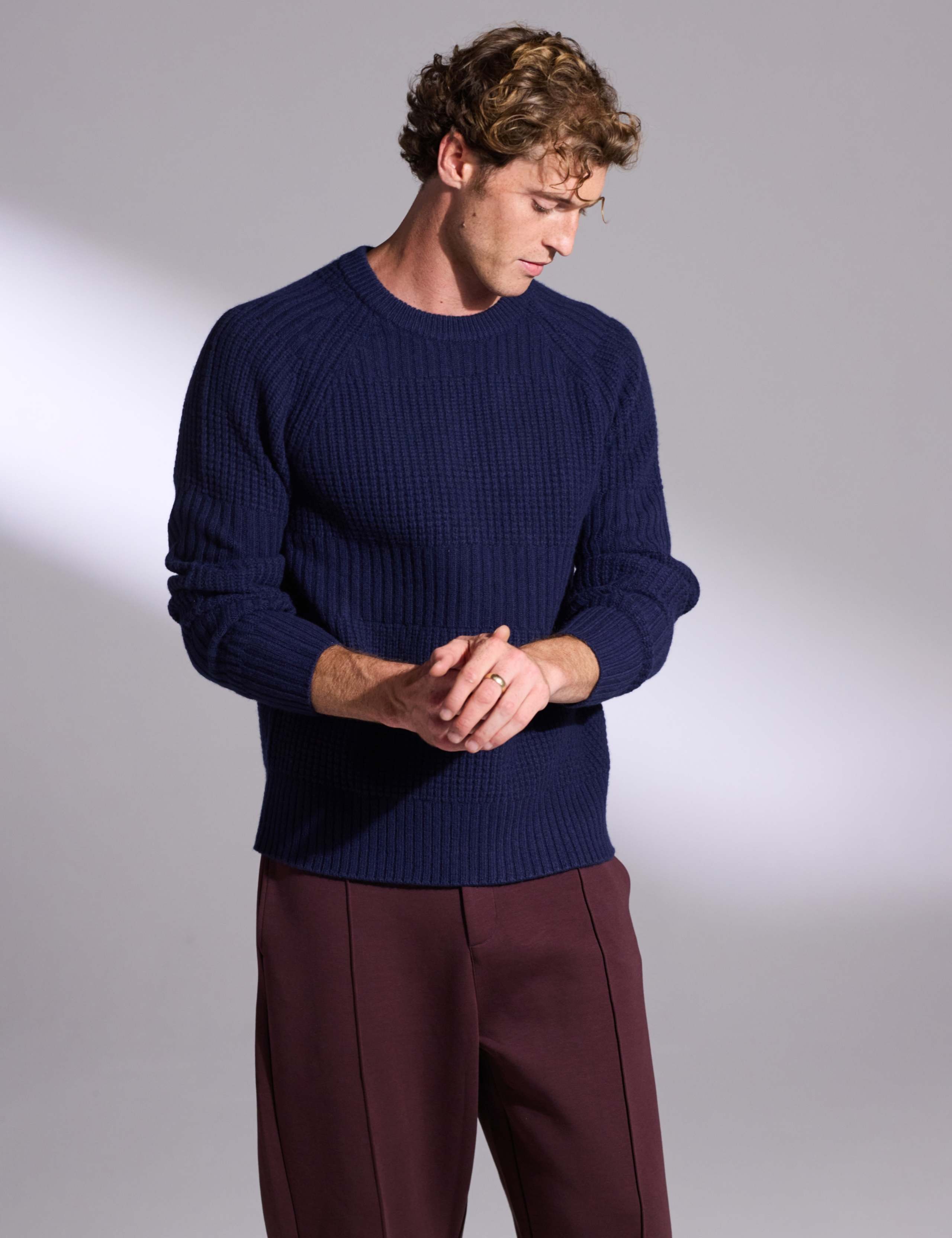 Pure Lambswool Textured Striped Jumper 3 of 5