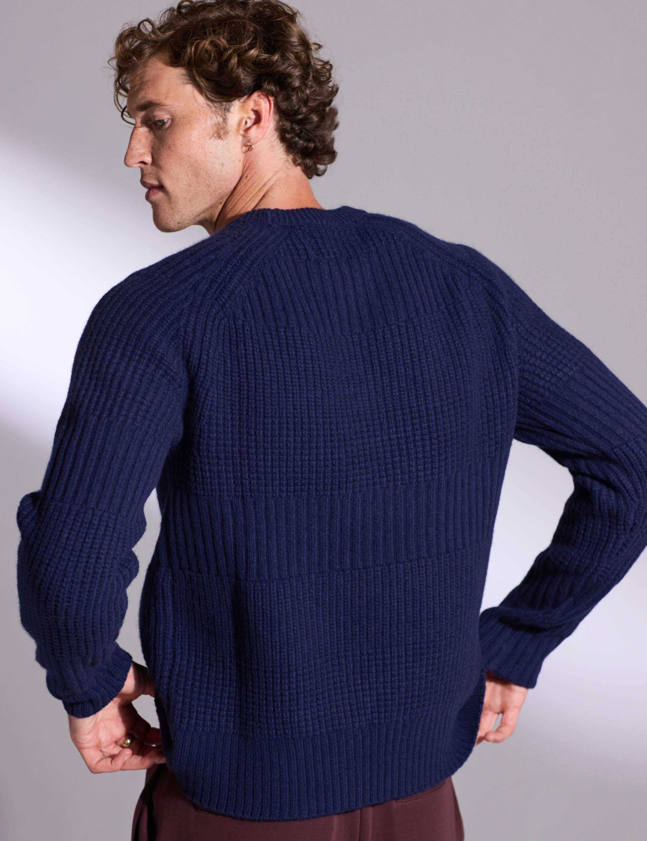 Pure Lambswool Textured Striped Jumper 4 of 5