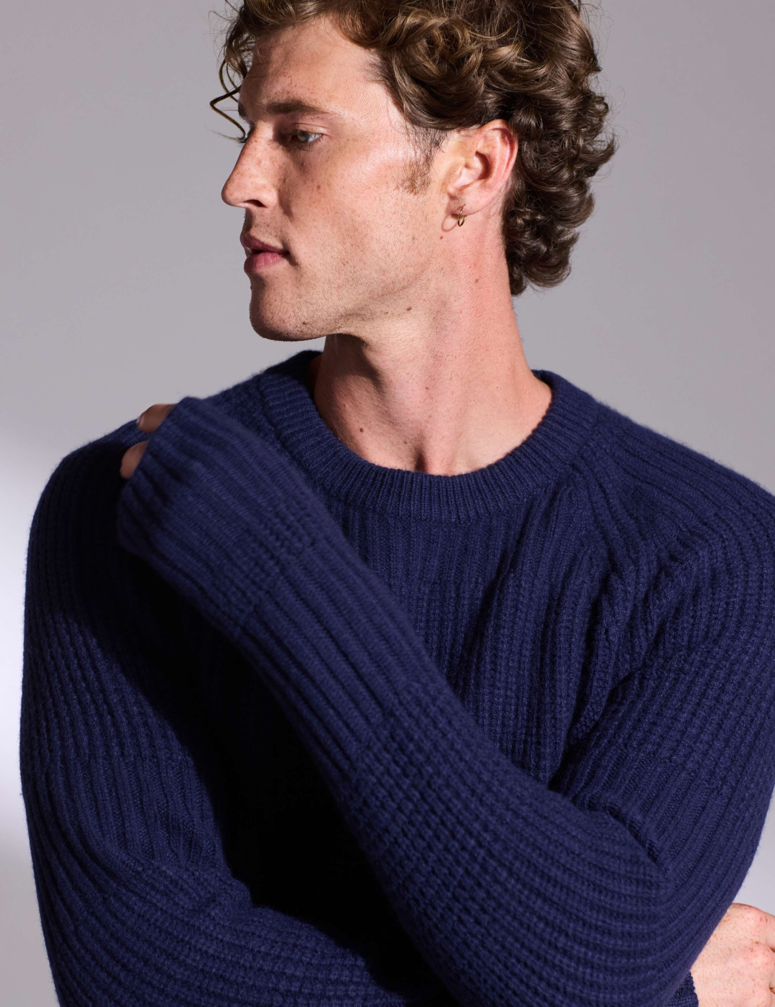 Pure Lambswool Textured Striped Jumper 5 of 5