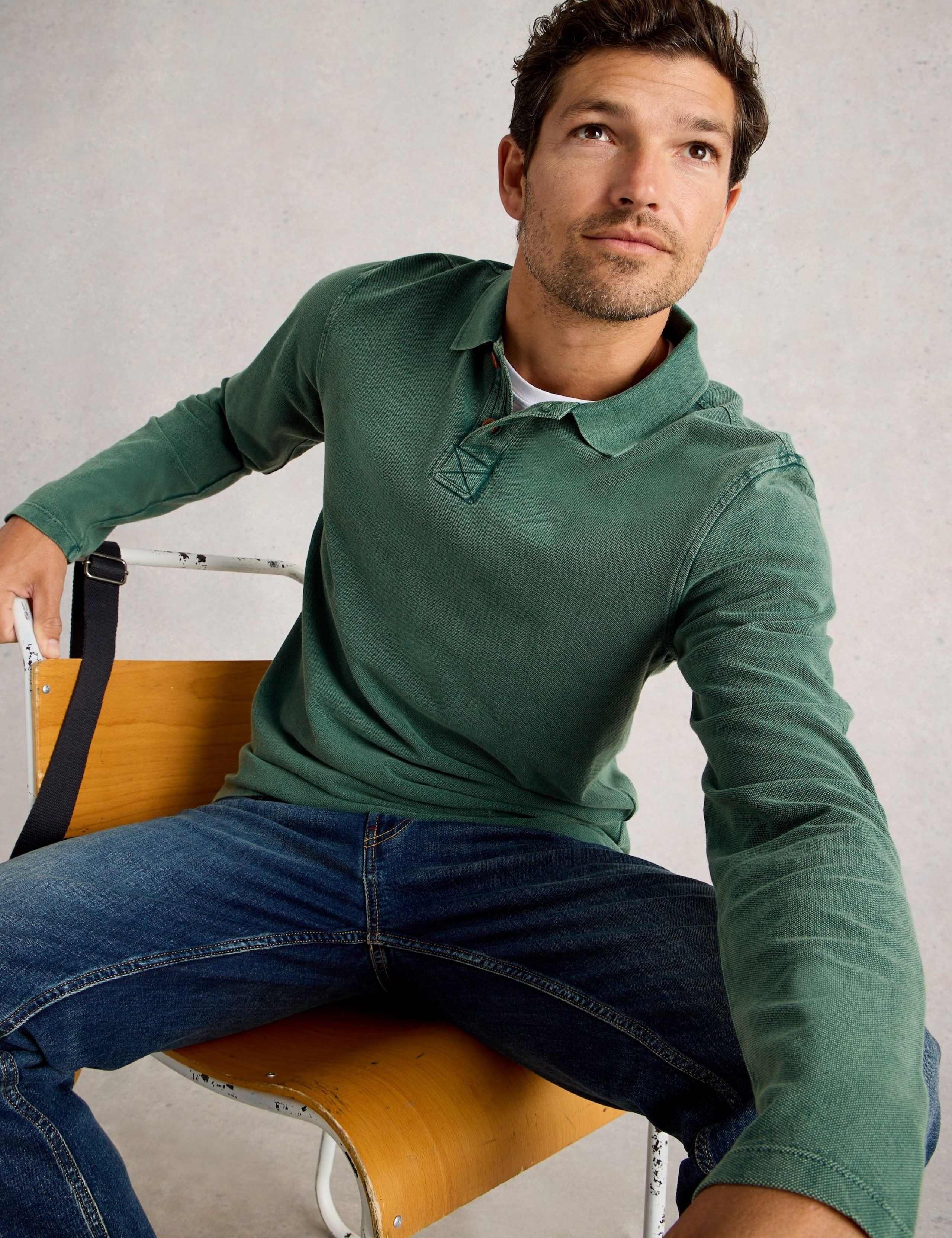 Pure Cotton Long Sleeve Polo Shirt 3 of 6