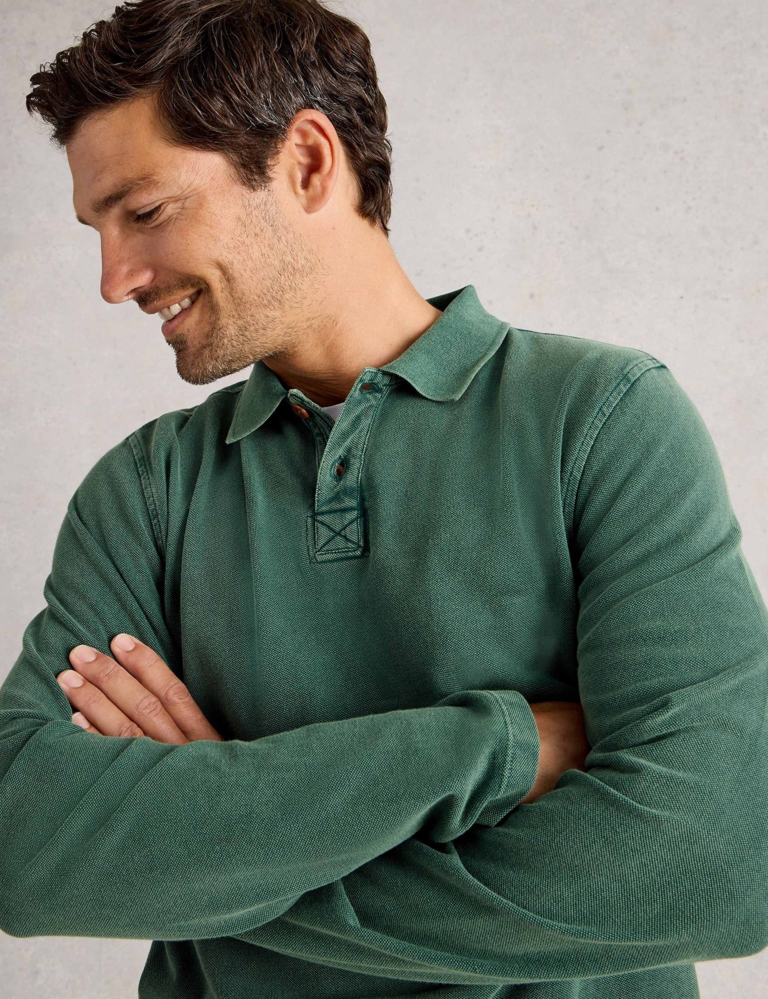 Pure Cotton Long Sleeve Polo Shirt 5 of 6