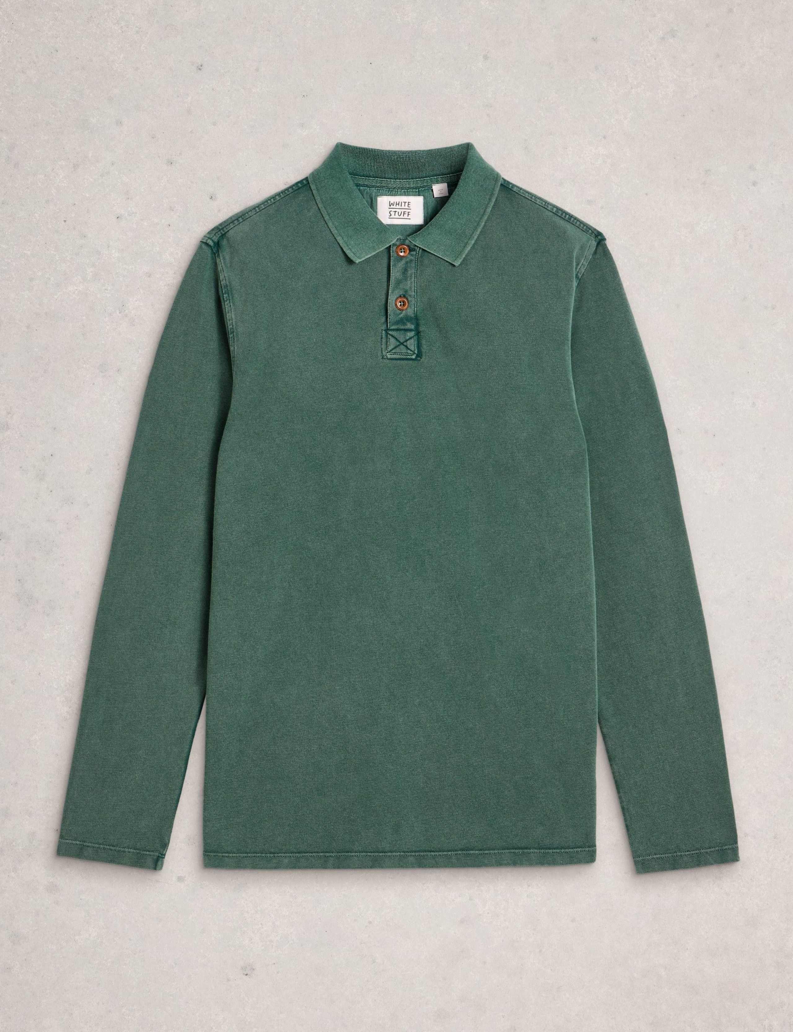 Pure Cotton Long Sleeve Polo Shirt 2 of 6