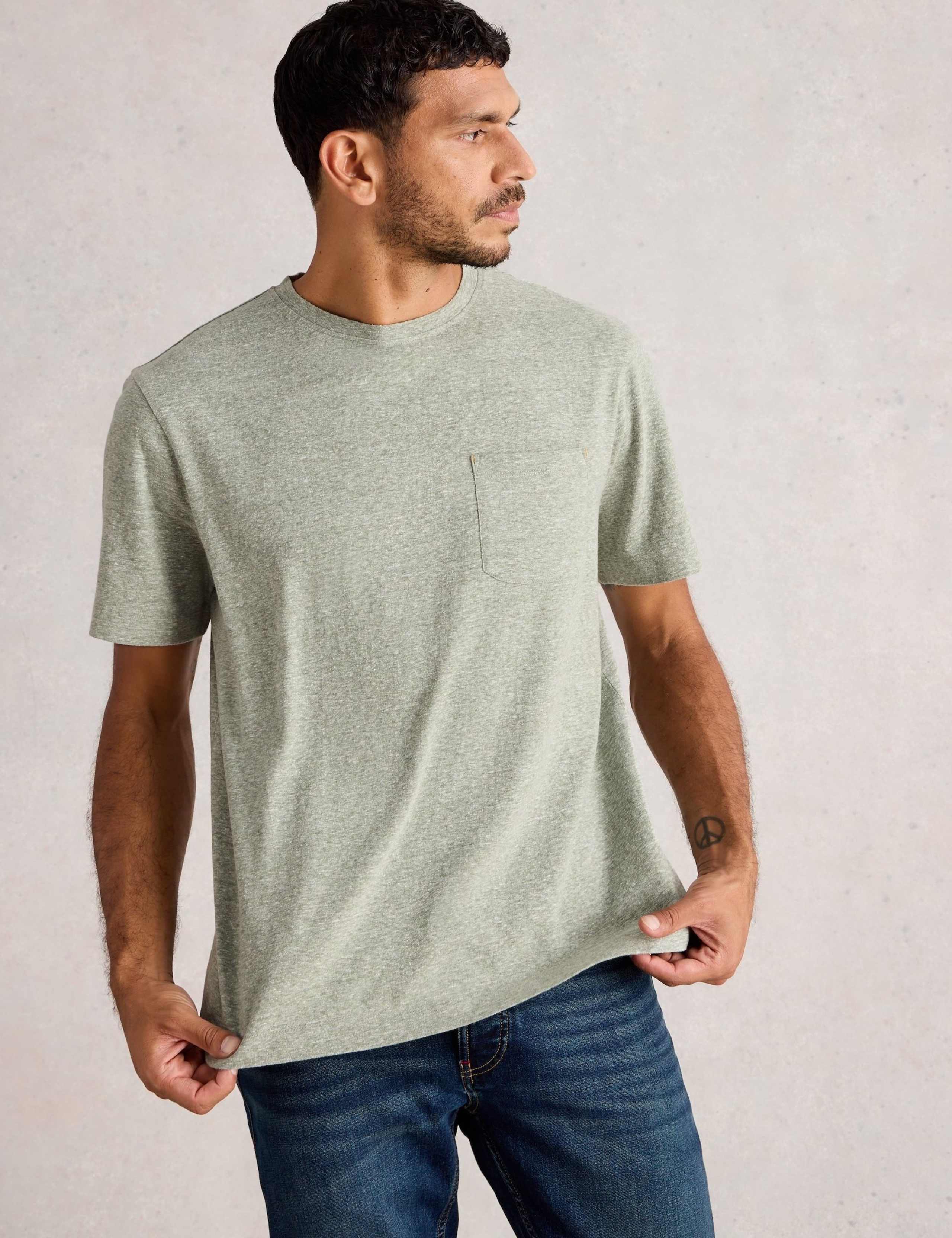 Pure Cotton Patch Pocket Crew Neck T-Shirt 3 of 6
