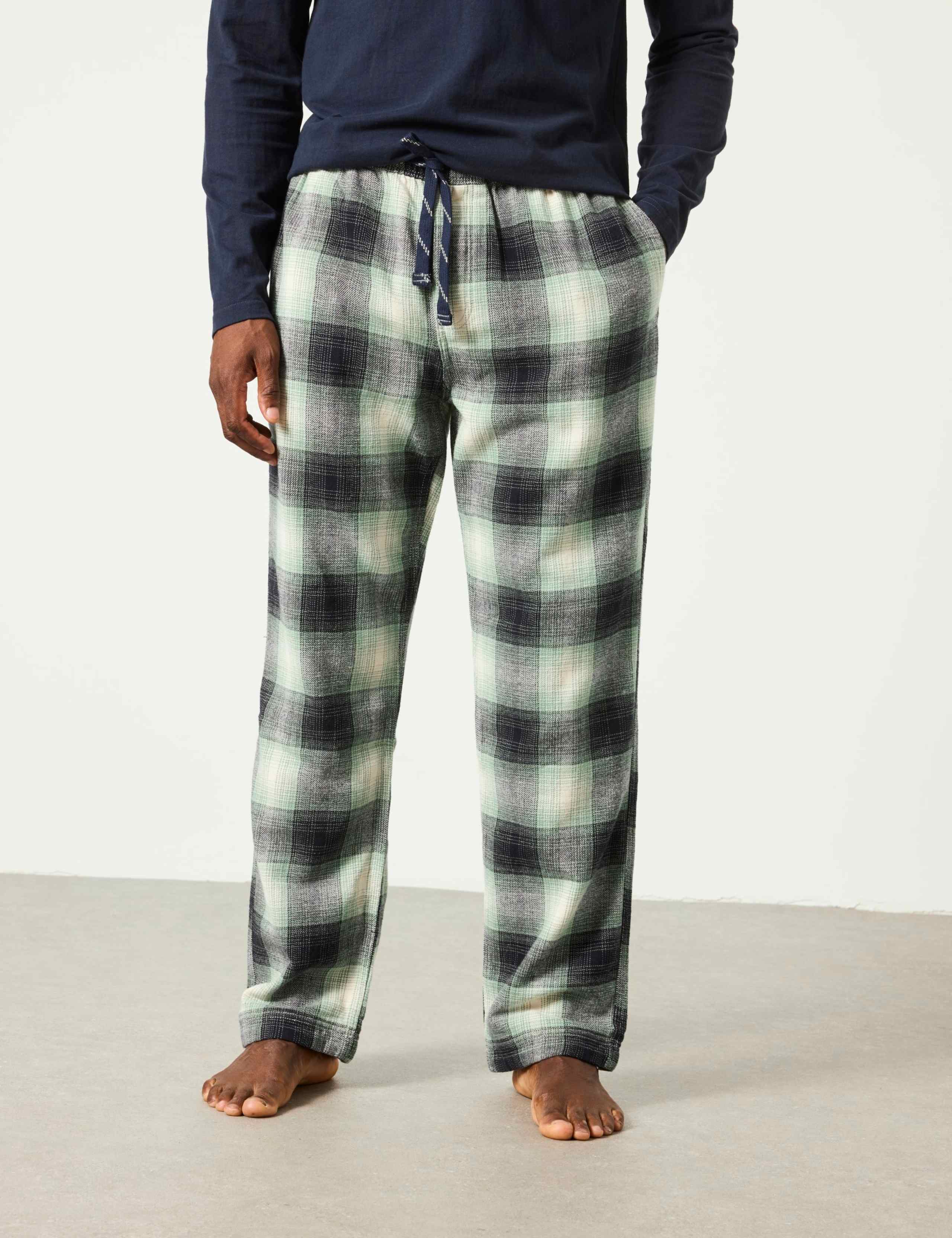 Pure Cotton Checked Pyjama Bottoms 1 of 6