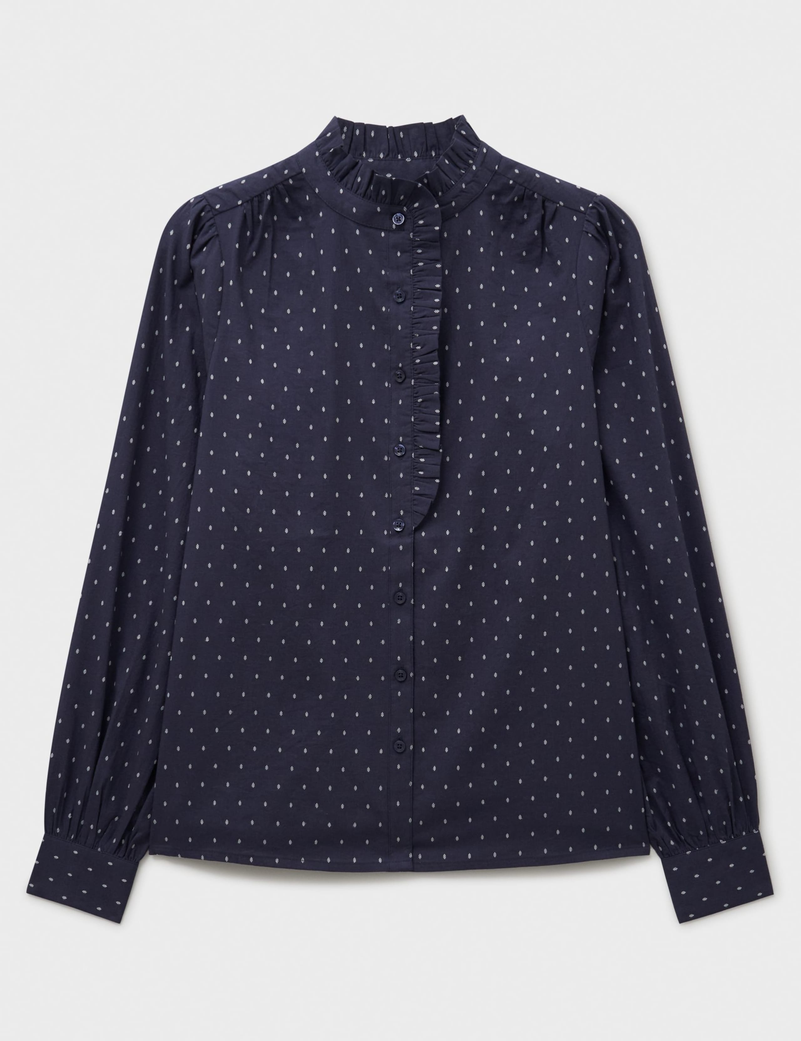 Cotton Rich Geometric Frill Detail Blouse 2 of 5