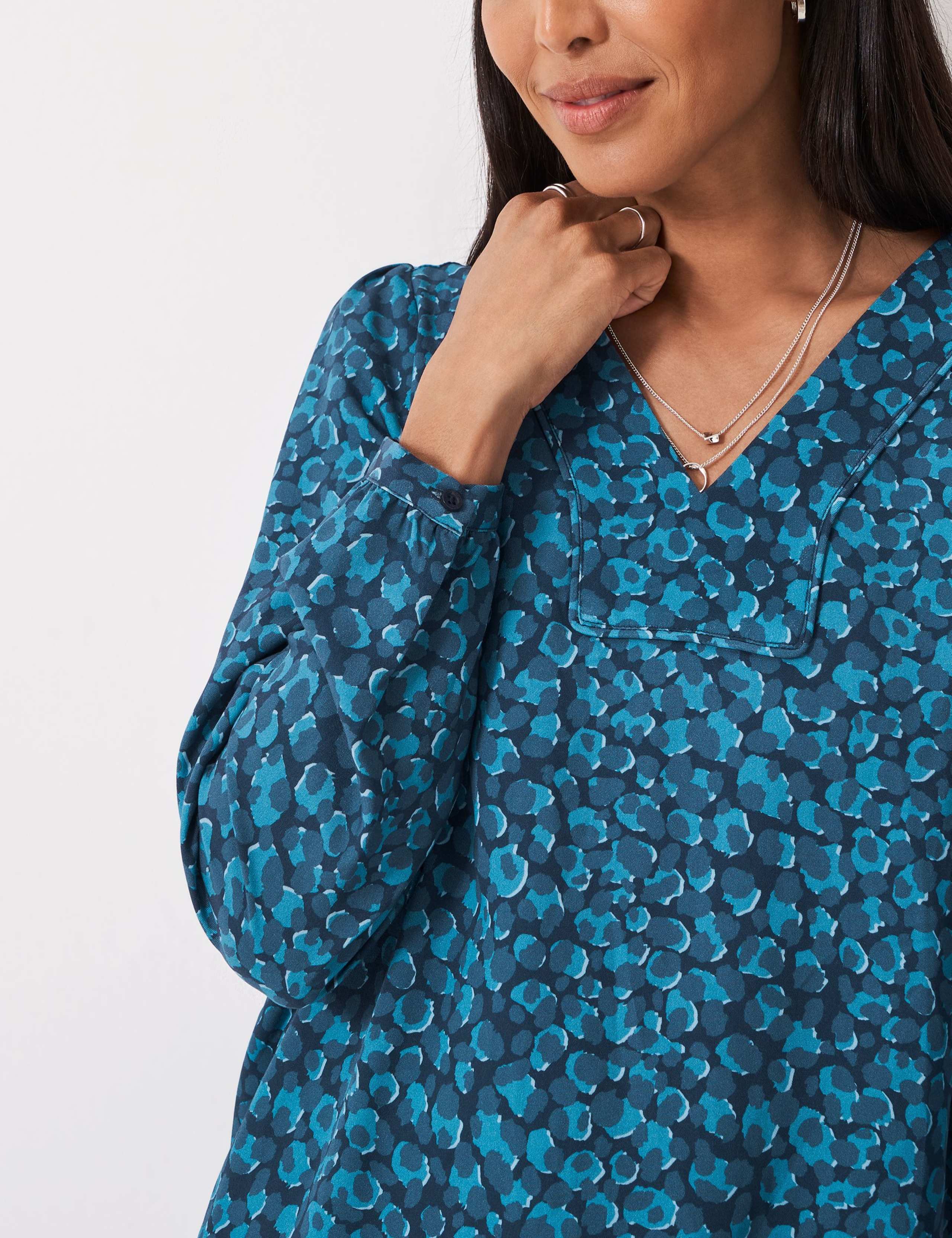 Animal Print V-Neck Blouse 4 of 5