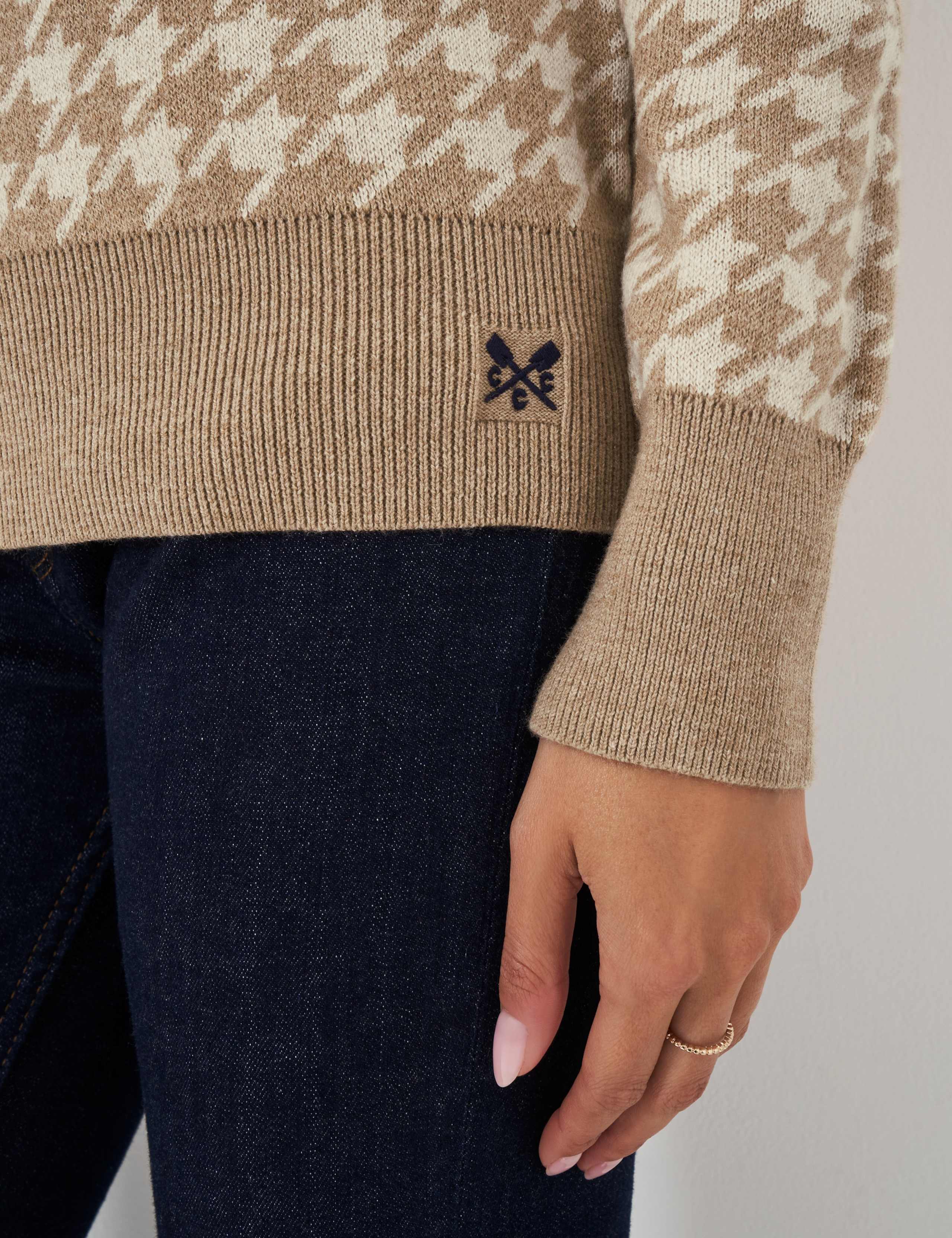 Houndstooth Roll Neck Jumper with Cashmere 3 of 5