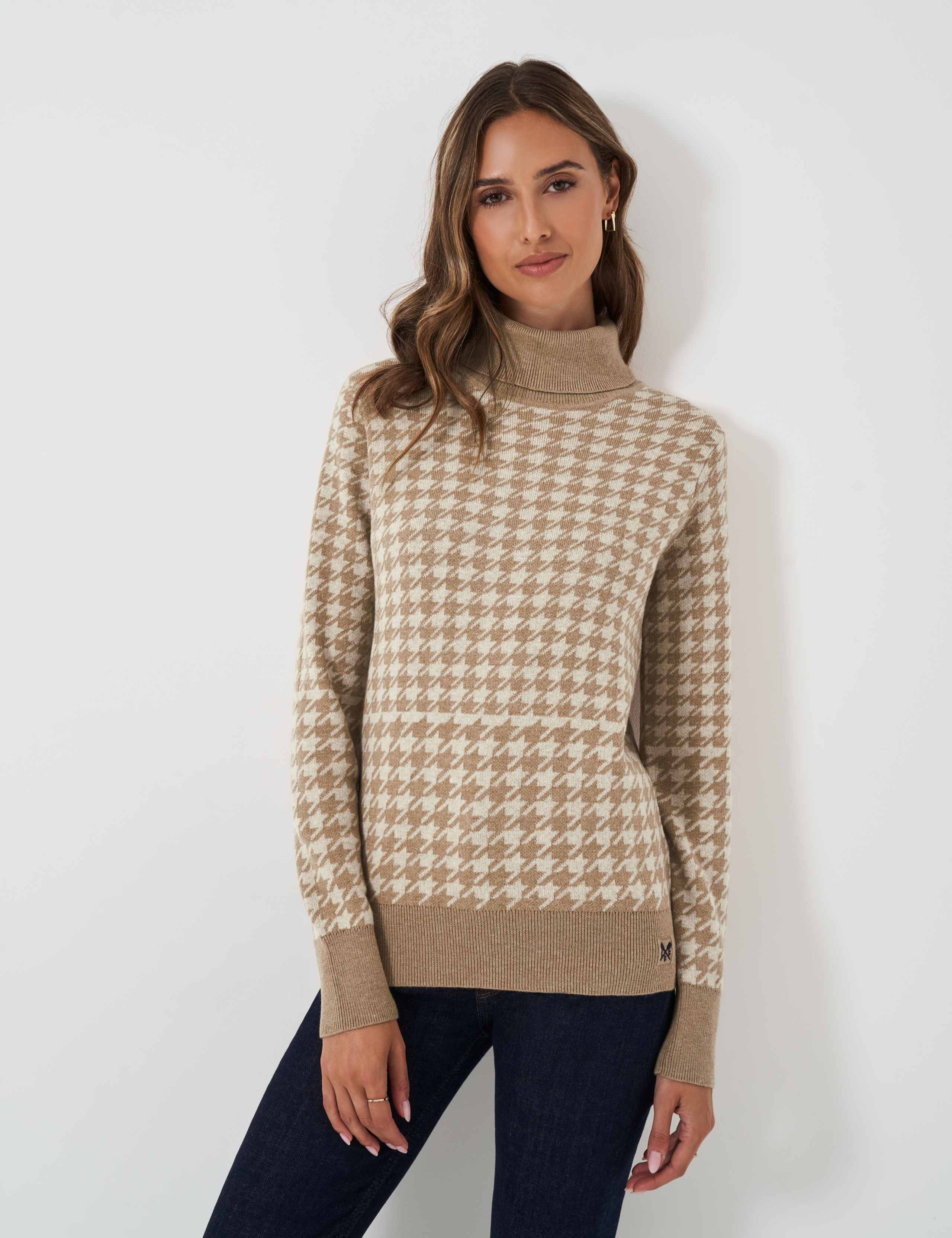 Houndstooth Roll Neck Jumper with Cashmere 4 of 5