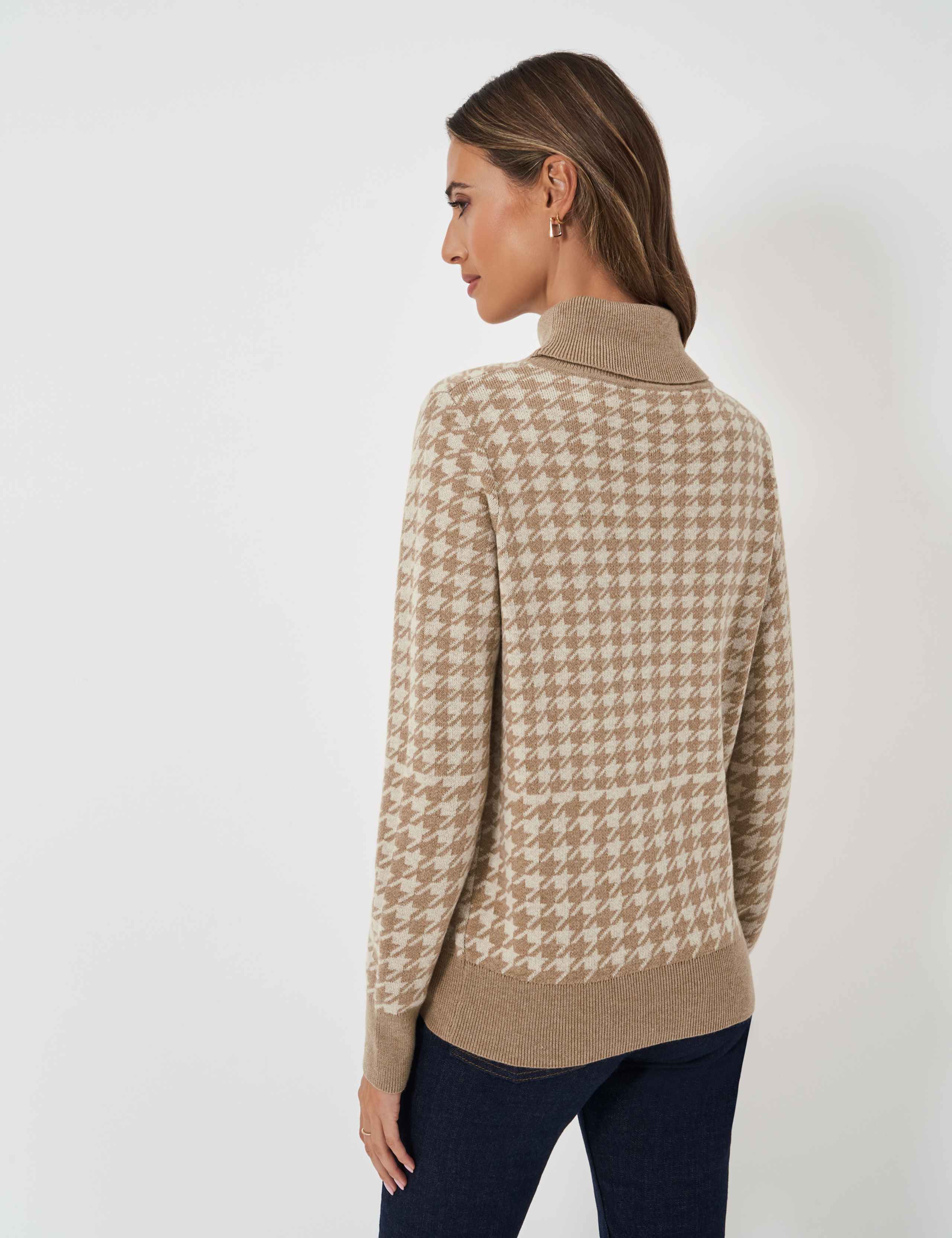 Houndstooth Roll Neck Jumper with Cashmere 5 of 5